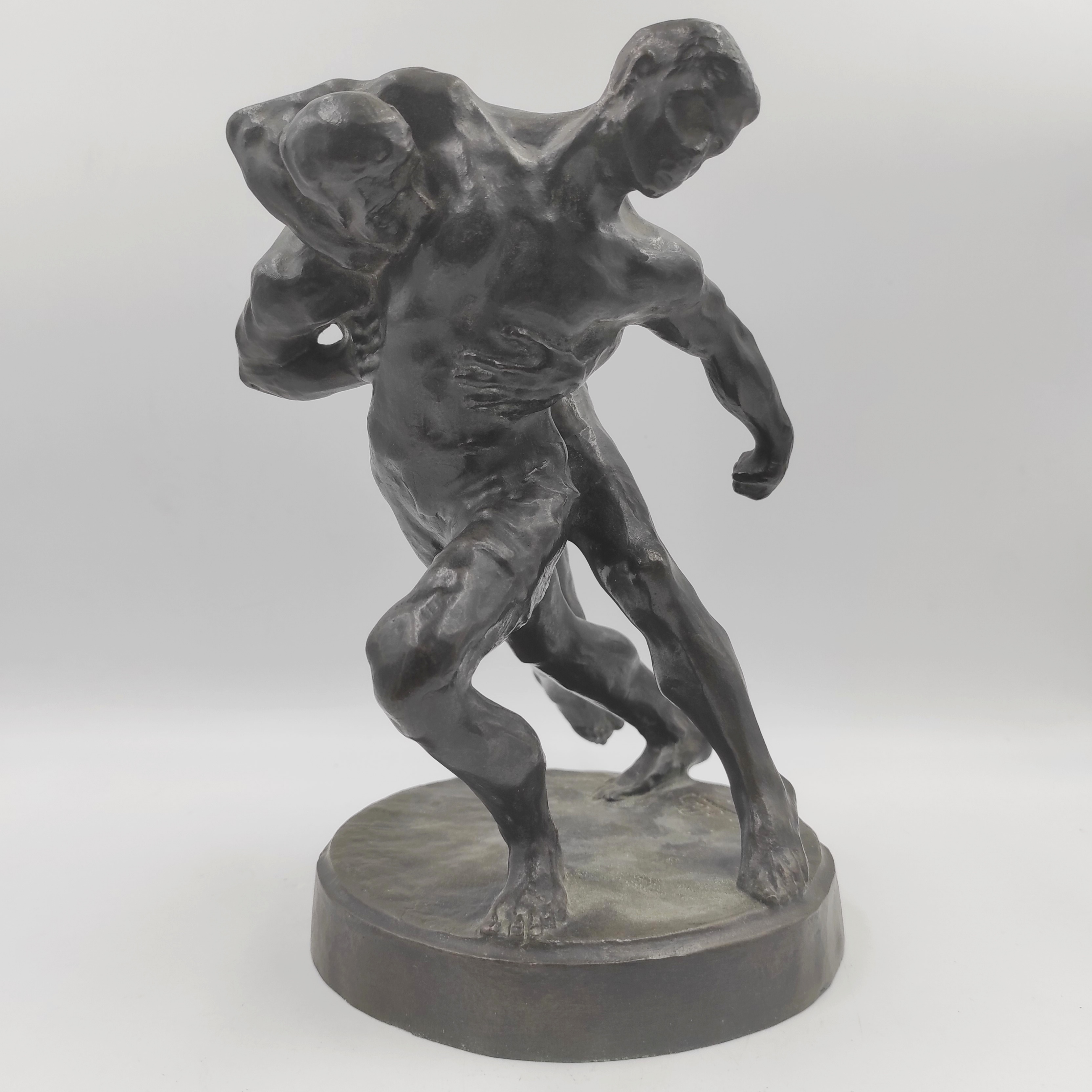 EUGENE PIRON LUTTEURS EN BRONZE 1905  25 CM X 18 CM 