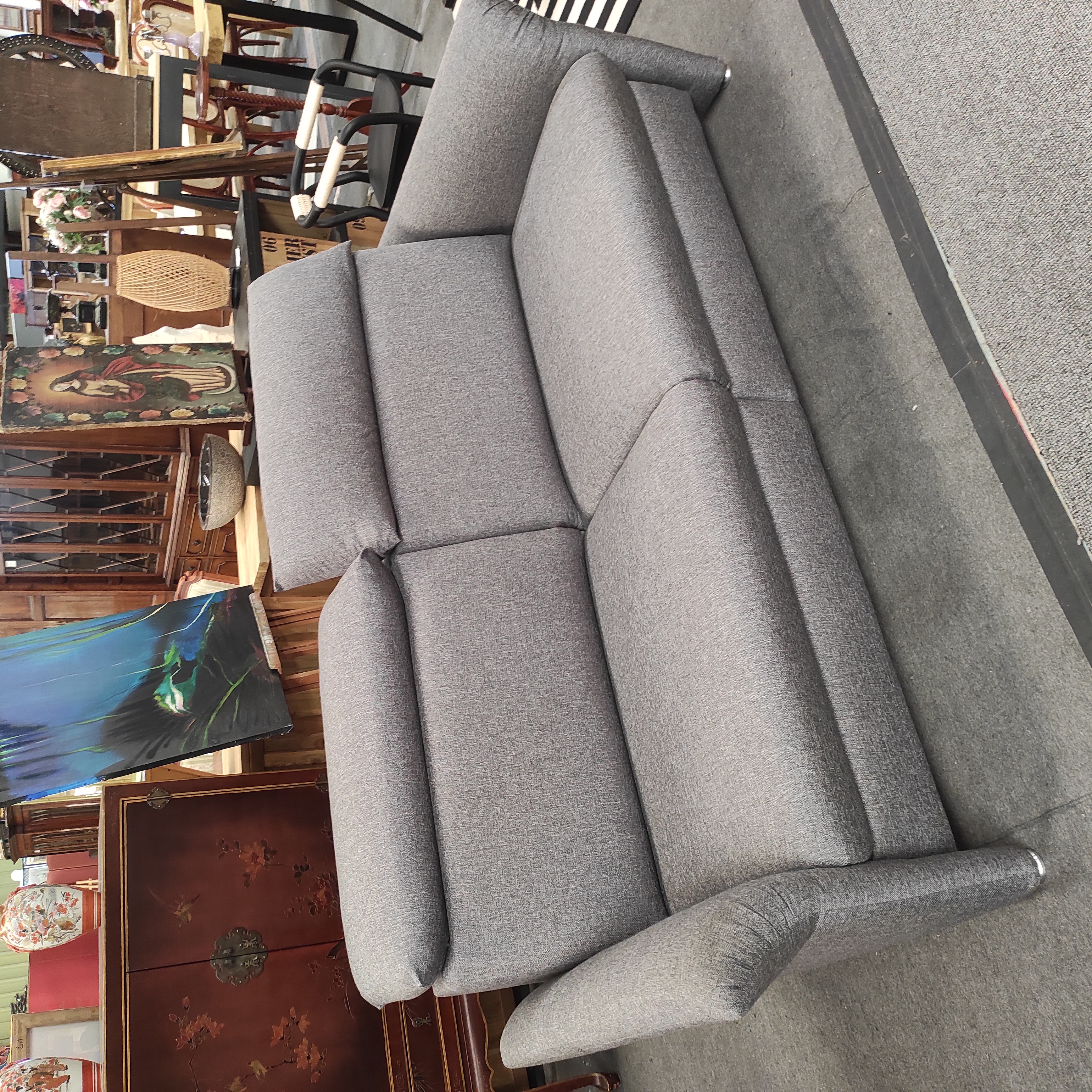 HJORT KNUDSEN CANAPE 3 PLACES 218/100/92 CM TISSU GRIS TETIERES REGLABLES