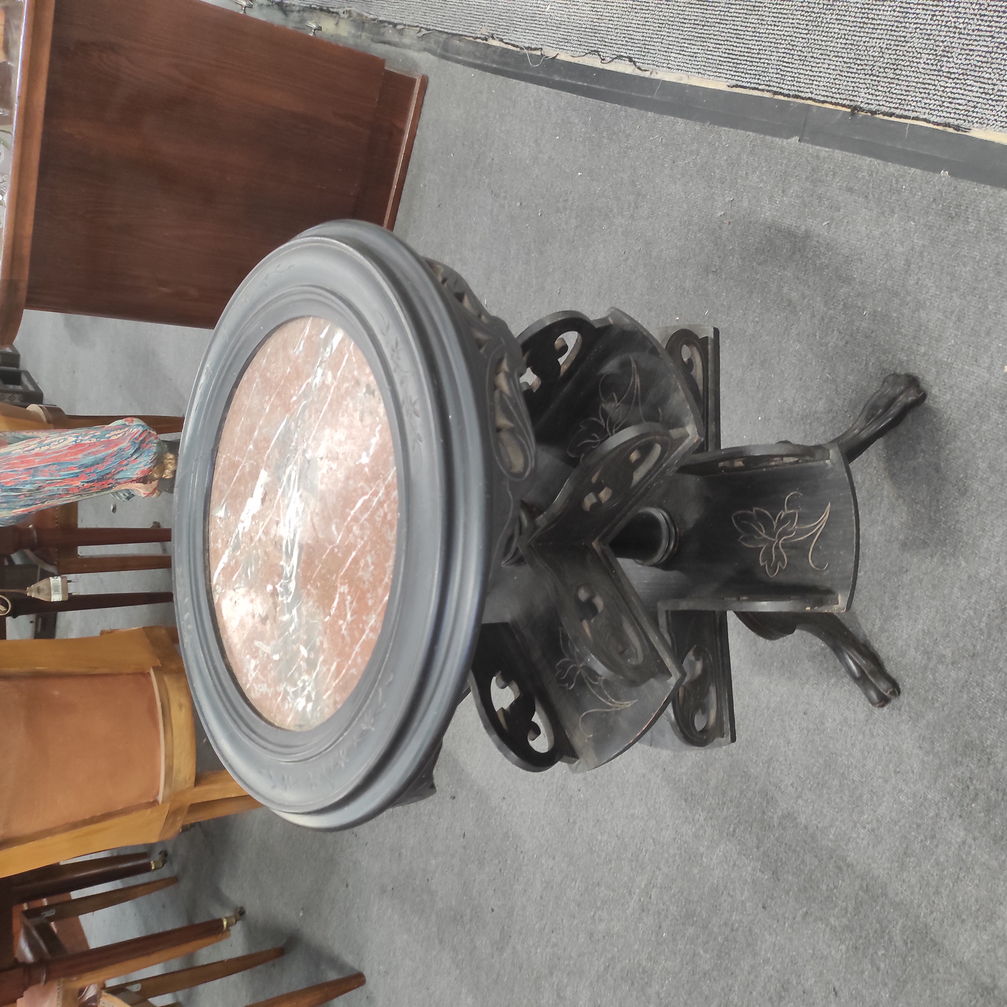 TABLE DE MILIEU CIRCULAIRE PLATEAU MARBRE 49/76 CM NAPOLEON III