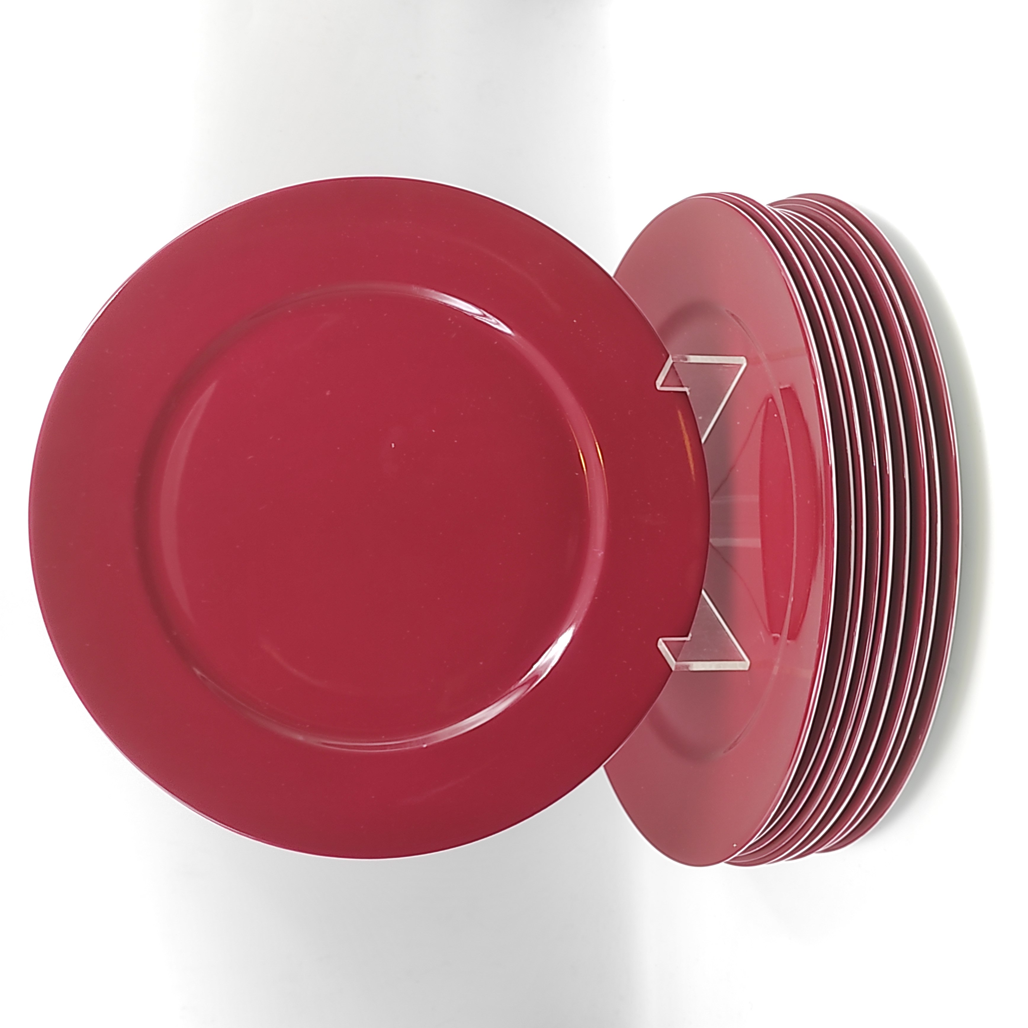 HAVILLANDE 10 GRANDES ASSIETTES ROUGES DE PRESENTATION 29.5 CM