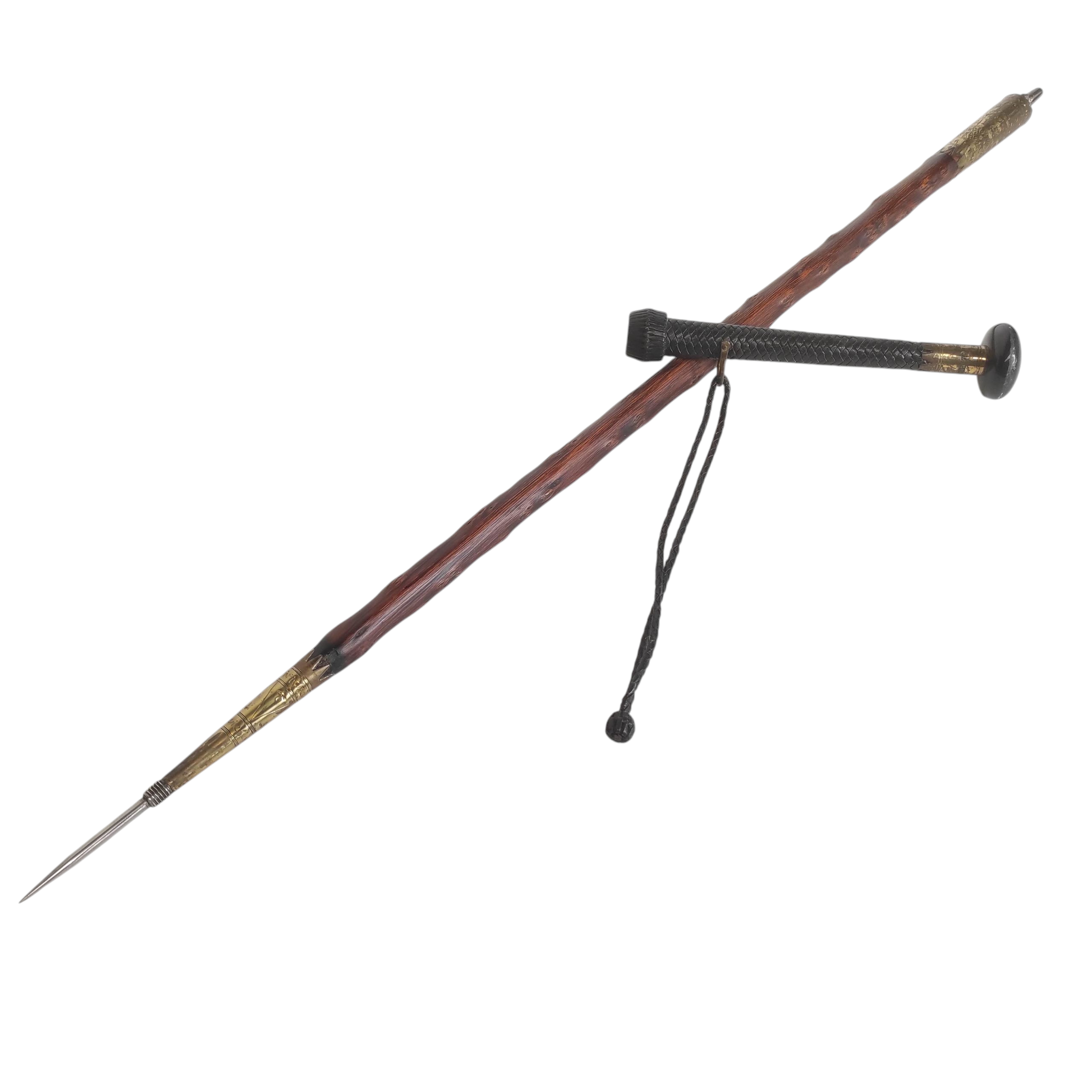 MAKILA CORNE NOIRE ET TRESSAGE CUIR NOIR 91 CM