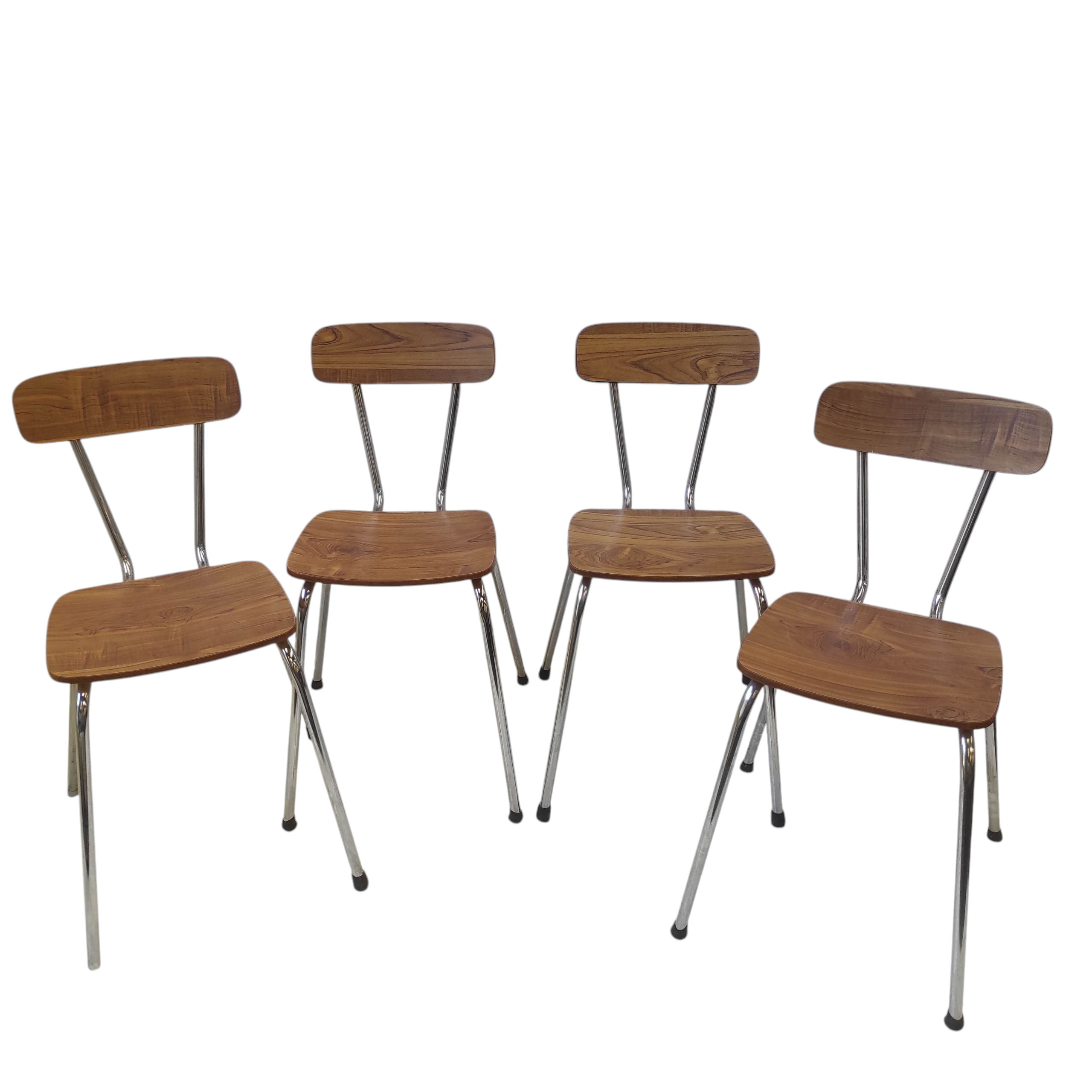 4 CHAISES EN FORMICA MARRON ANNEES 70