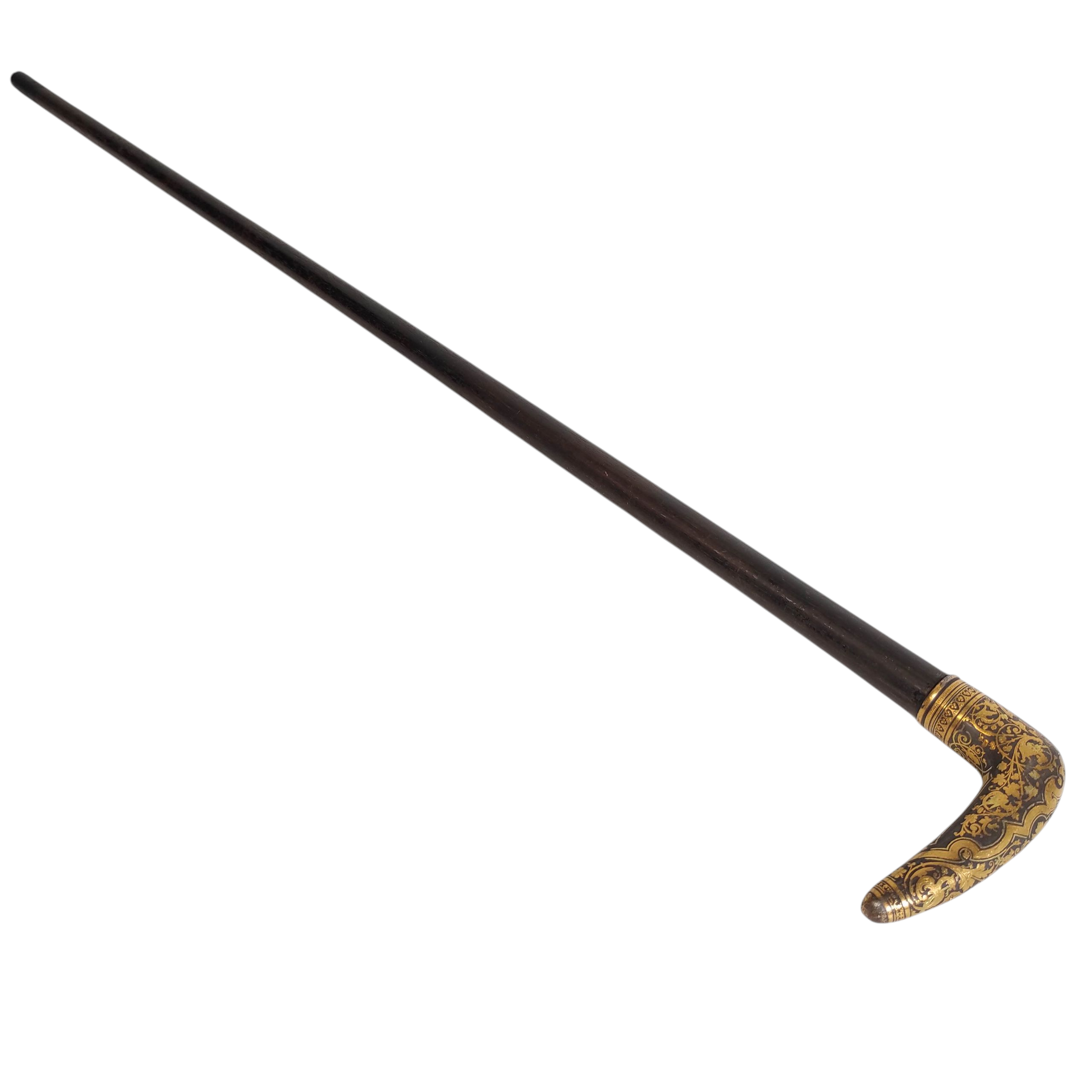 CANNE DE TOLEDE EN METAL DAMASQUINE H 87 CM