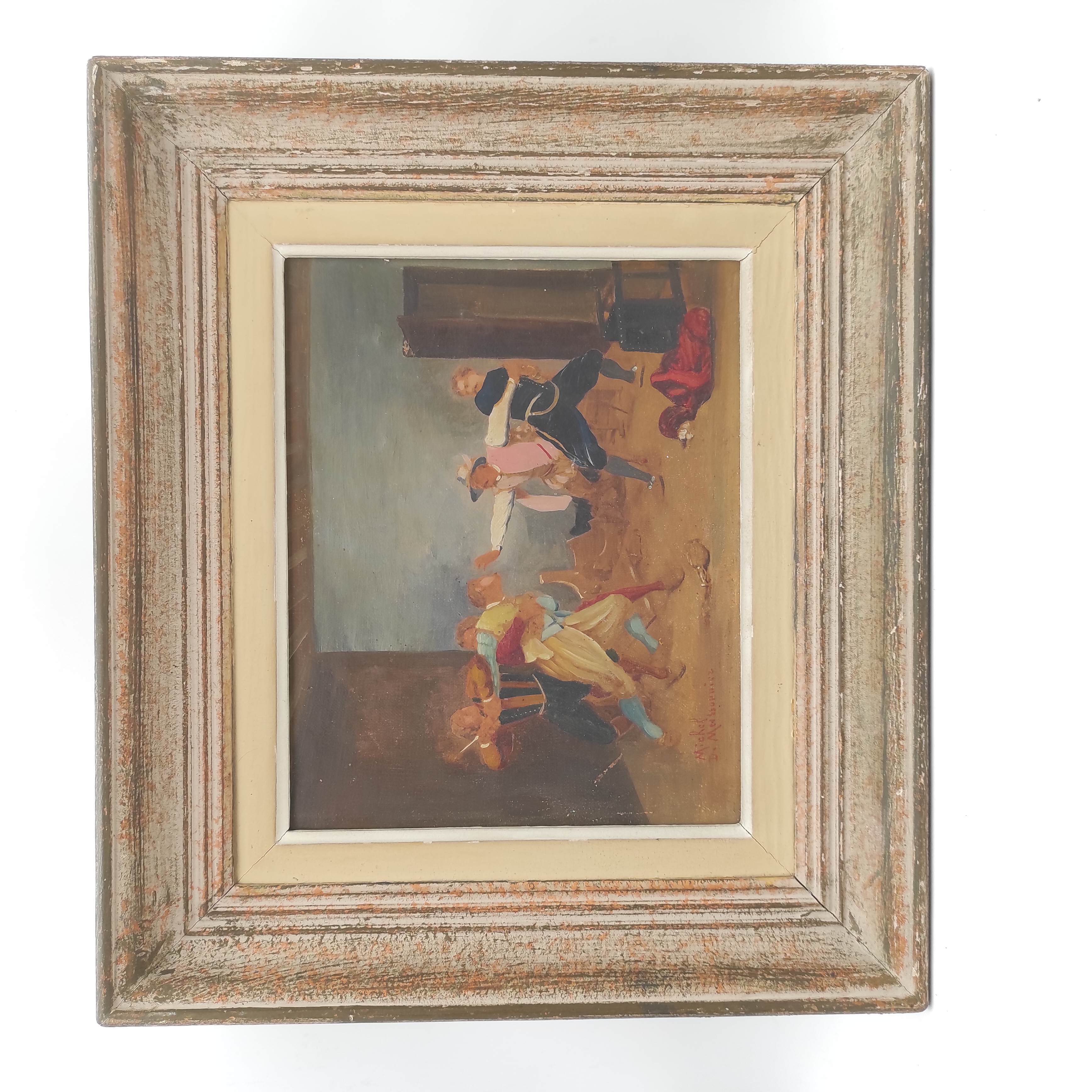 MICHEL MEISSONNIERE LA BAGARRE HST 27 x 22 CM