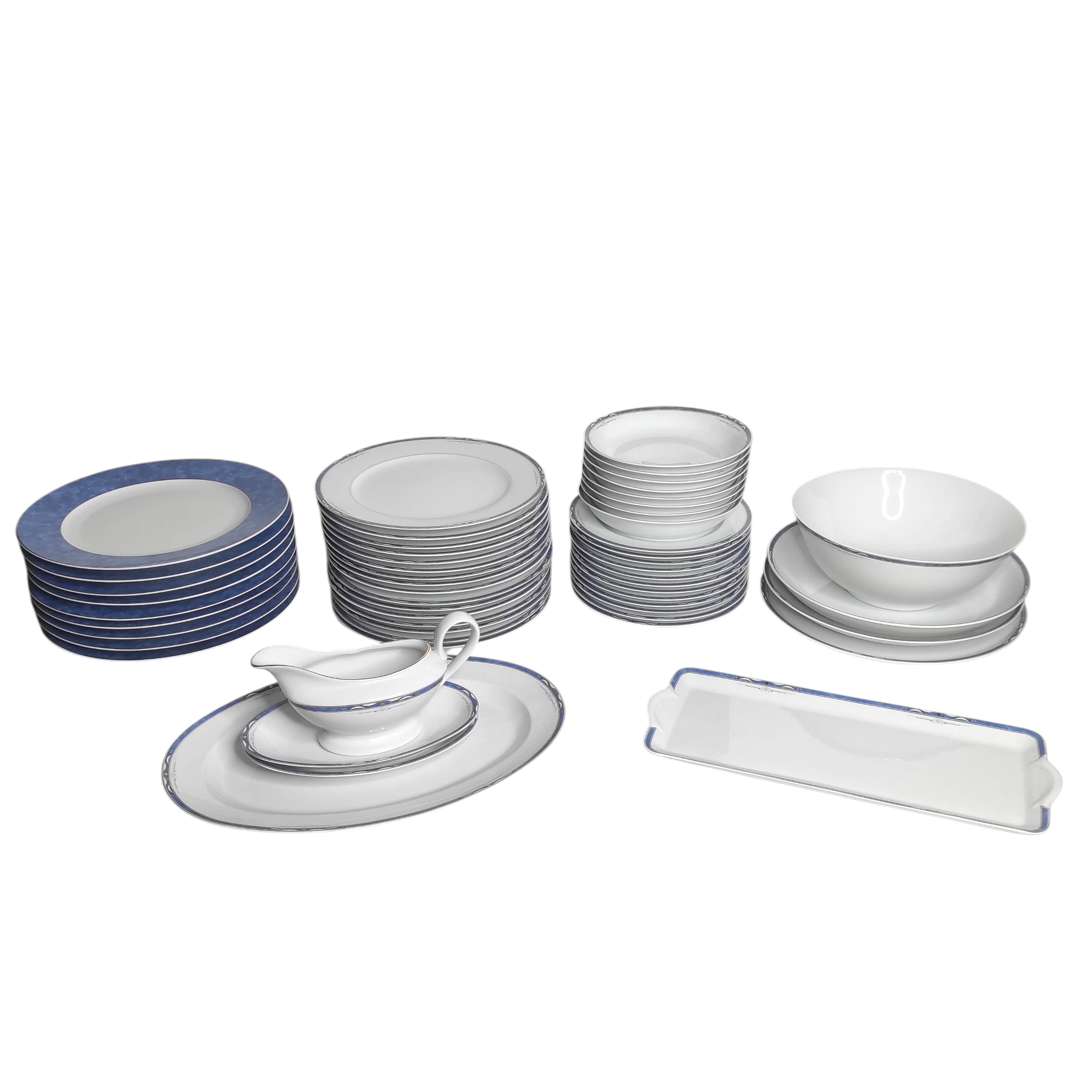 LIMOGES UNION LIMOUSINE SERVICE DE TABLE EN PORCELAINE LISERE BLEU