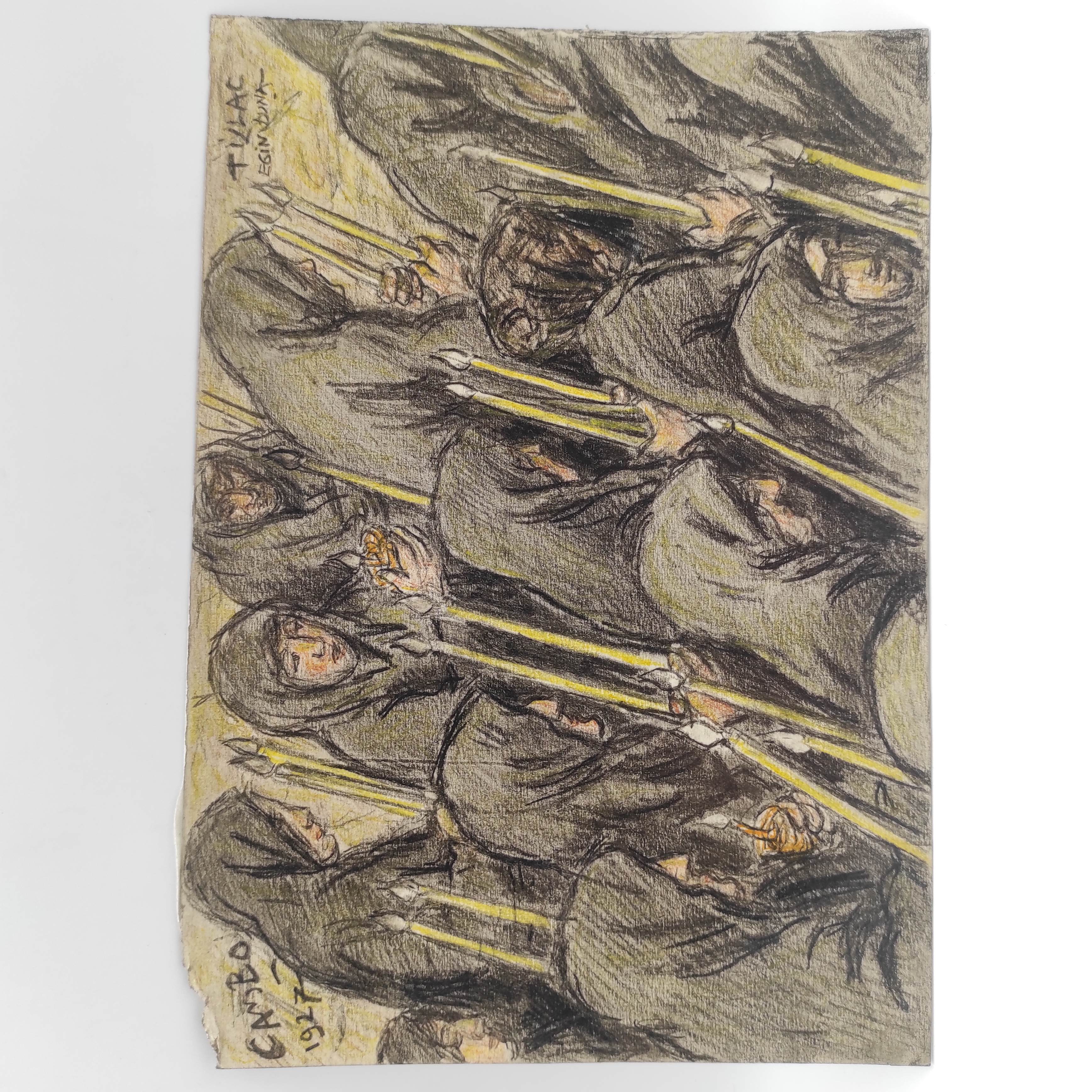 PABLO TILLAC DESSIN LES VEUVES AUX CIERGES 22 x 15.5 CM