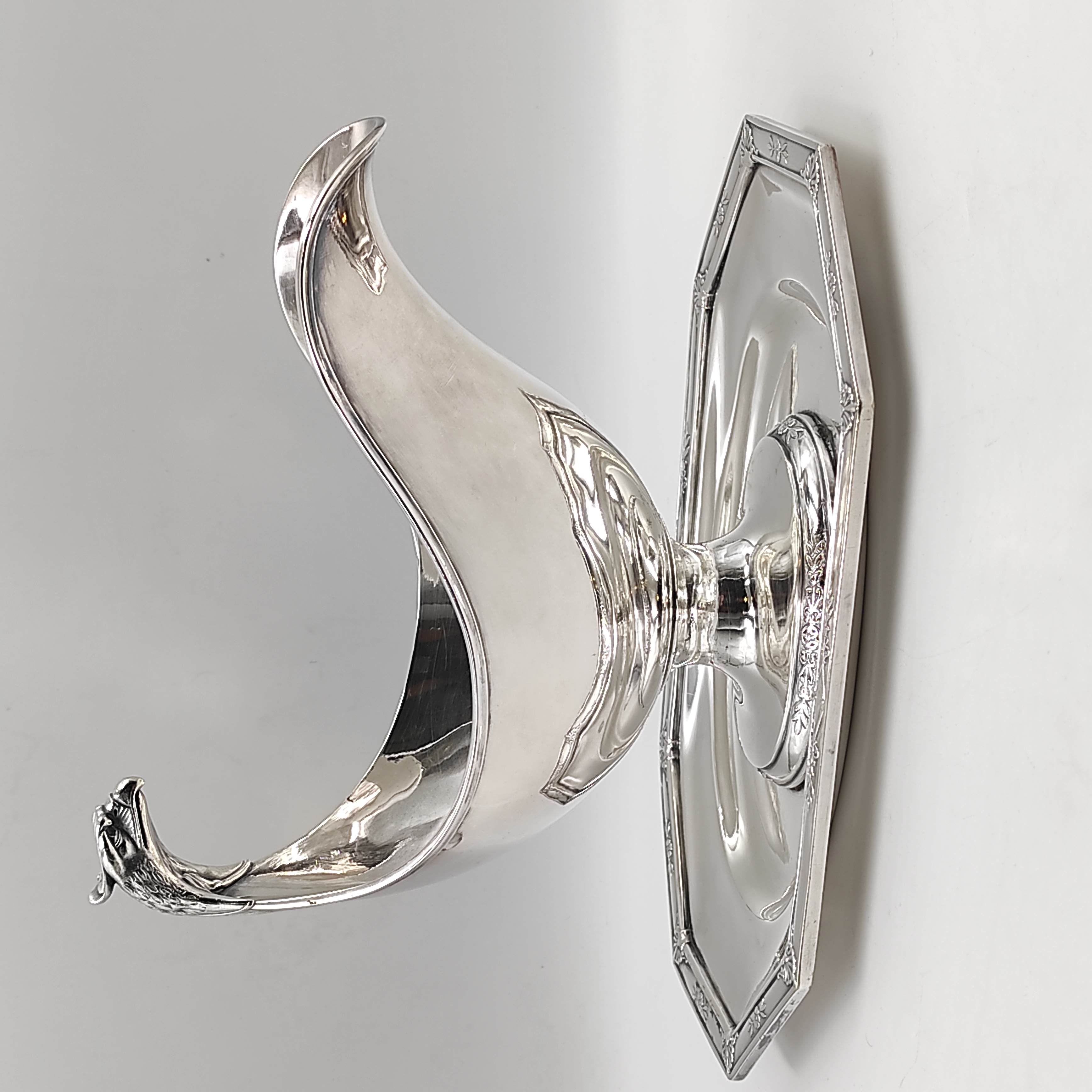 CHRISTOFLE MALMAISON SAUCIERE EMPIRE SUR SON DORMANT EN METAL ARGENTE