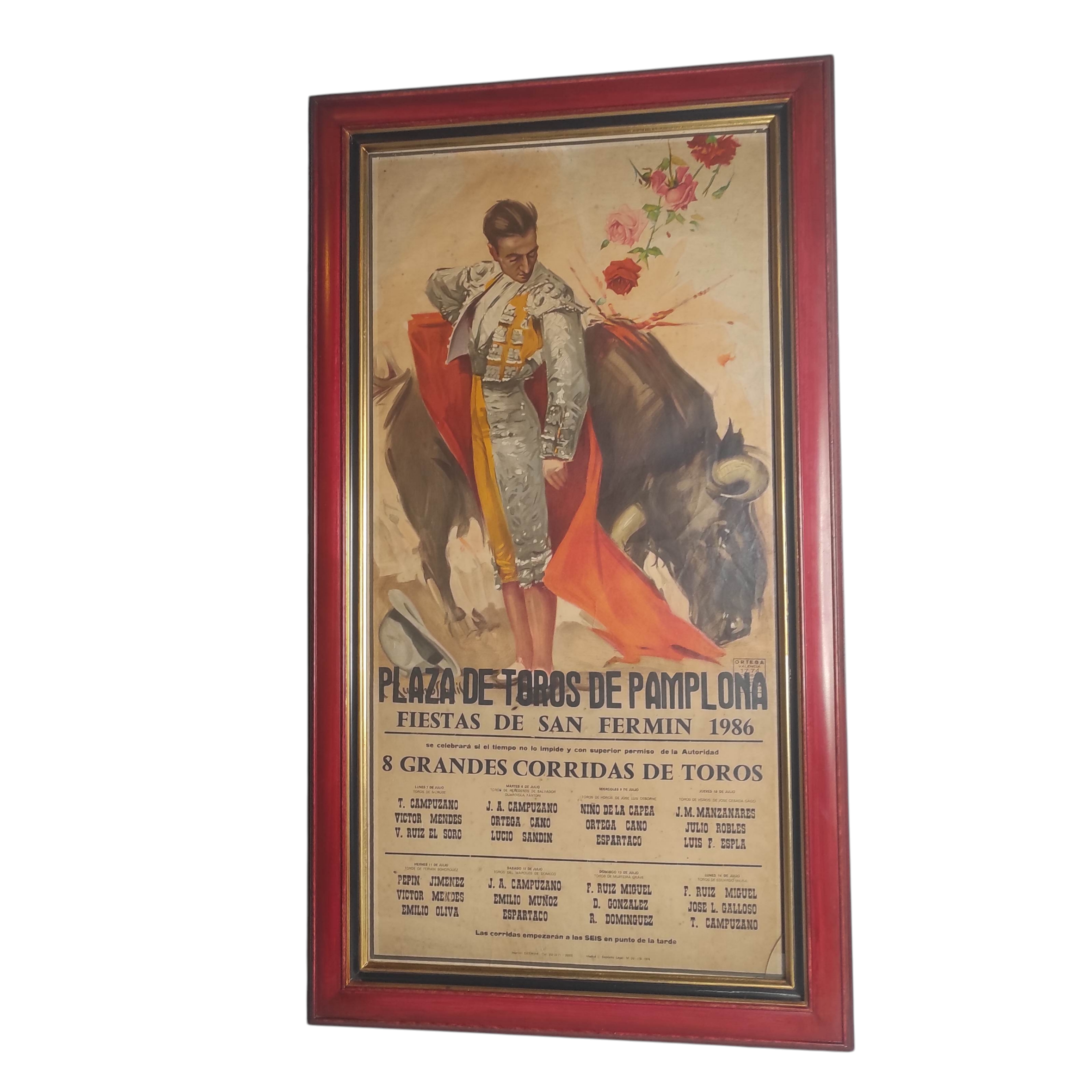 ANCIENNE AFFICHE DE CORRIDA A PAMPELUNE 117 x 65 CM