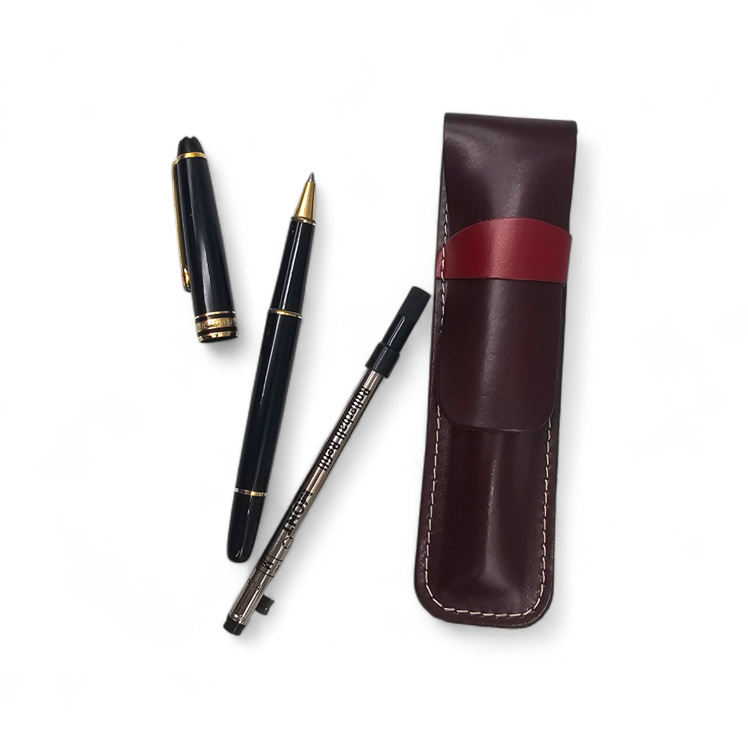 MONTBLANC MEISTERSTUCK PIX STYLO ROLLER + RECHARGE + ETUI BORDEAUX