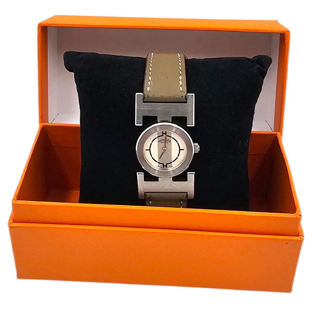 HERMES MONTRE PAPRIKA (PA1.210) EN ACIER (1983815) A QUARTZ BRACELET ETOUPE