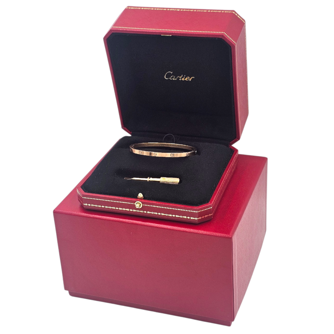CARTIER BRACELET LOVE PM 17 CM (LRO008) EN OR ROSE (750) 19.09 GR + CERTIFICAT 