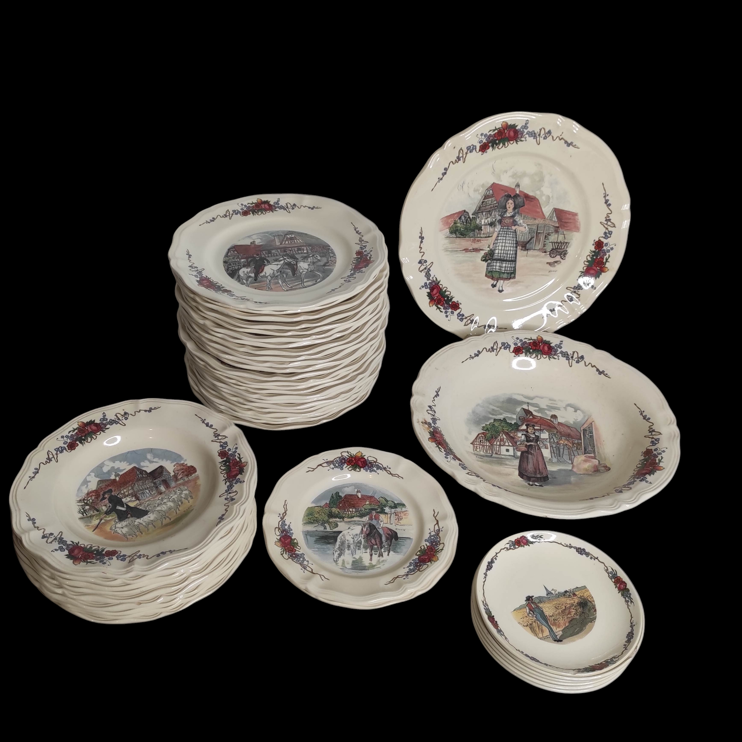 OBERNAI SARREGUEMINES SERVICE DE TABLE EN FAIENCE