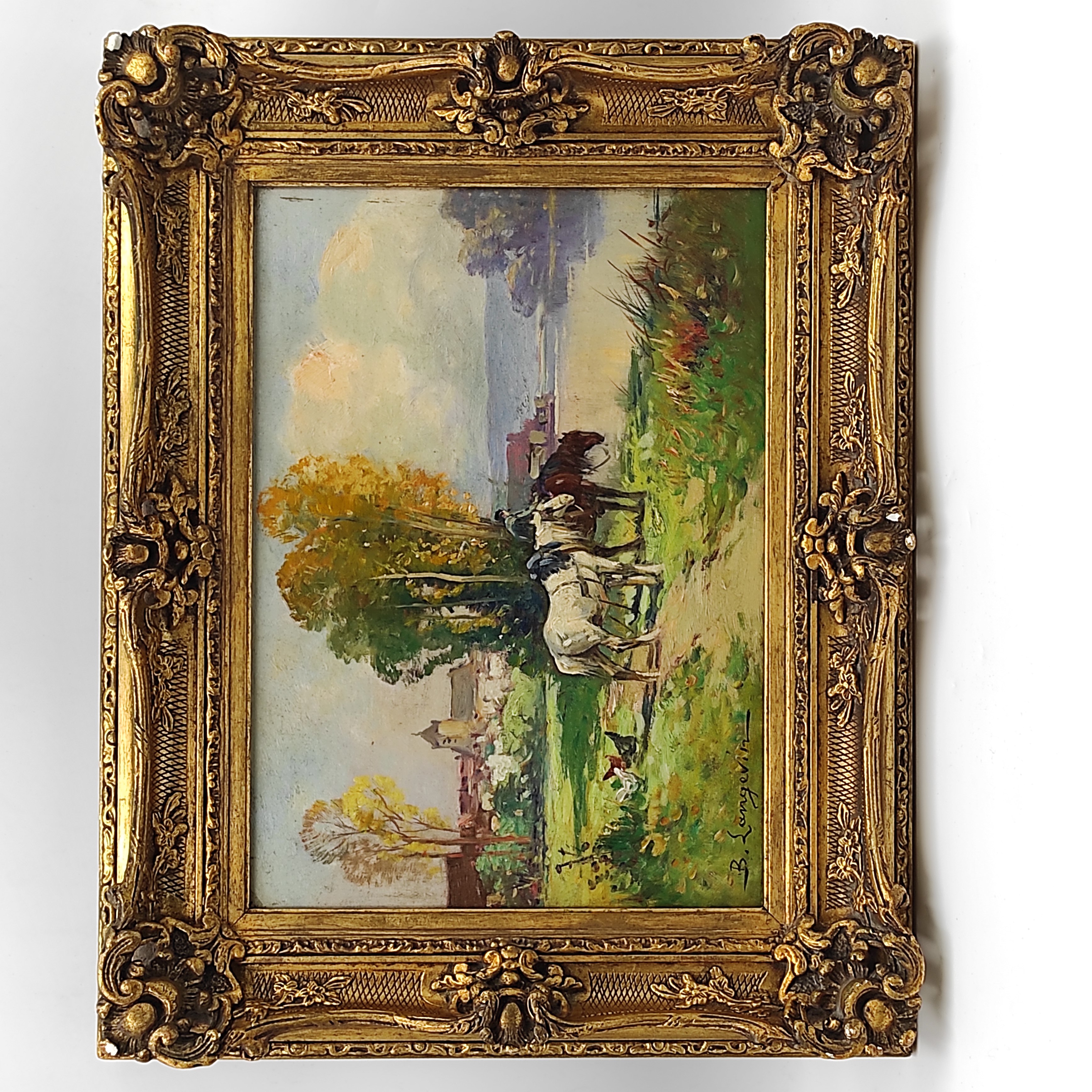 LANGEVIN HST LE LABOUREUR AU BORD DE LA RIVIERE 33 x 24 HC