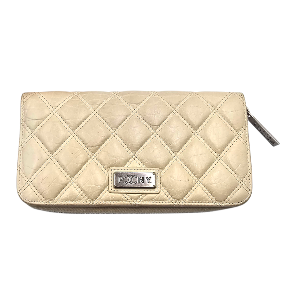 CHANEL PARIS NEW YORK ZIPPY LONG WALLET CUIR MATELASSE (10769377) + CA