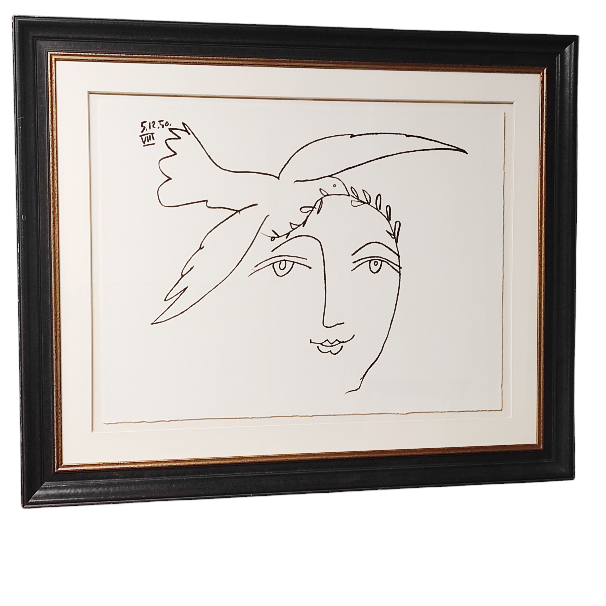 PICASSO IMPOTANT ENCADREMENT LE VISAGE DE LA PAIX 135 x 110 CM
