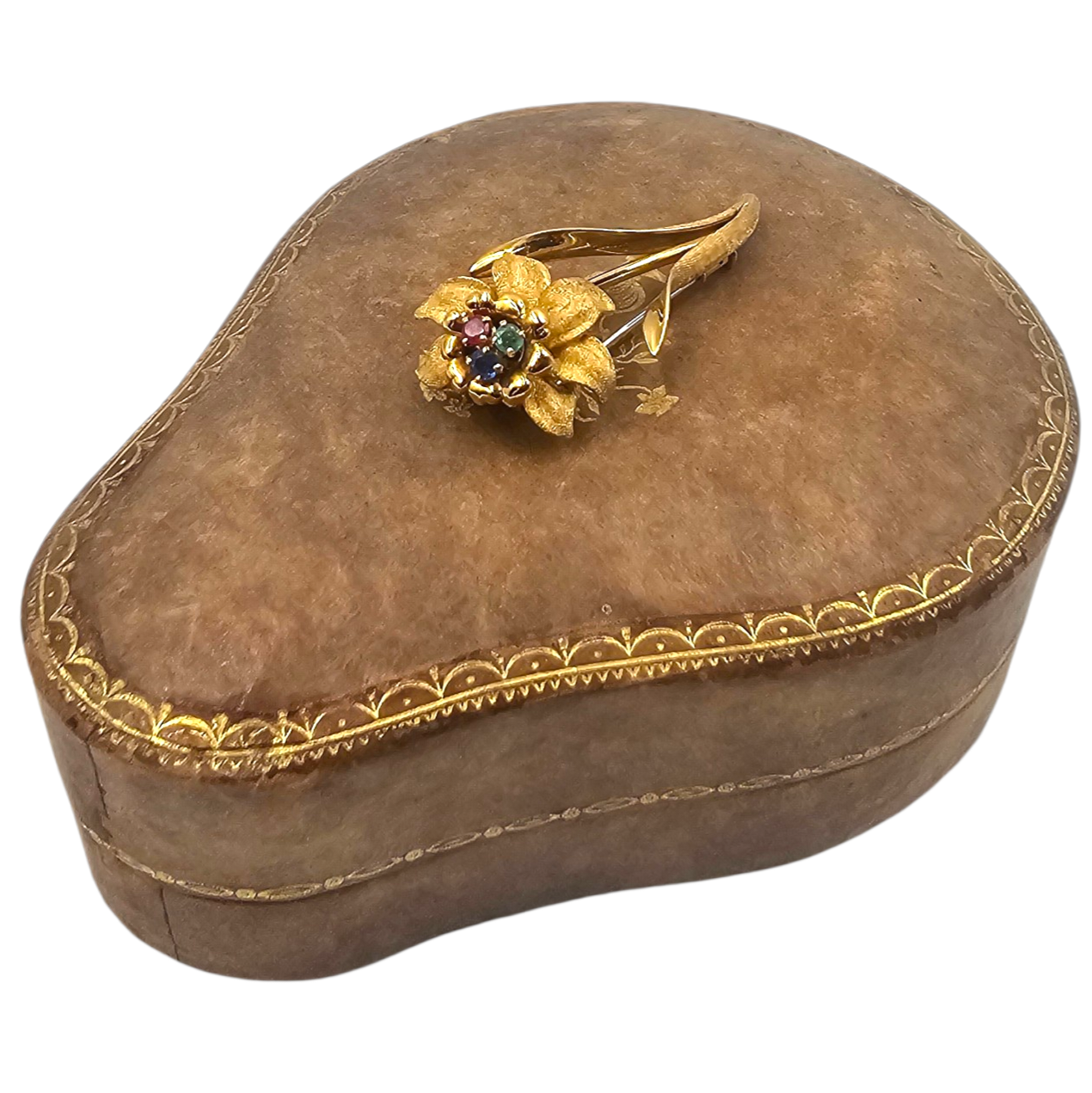 FRED PARIS BROCHE OR (AIGLE) RUBIS EMERAUDE SAPHIR CIRCA 1950-70 PB 11.98 GR