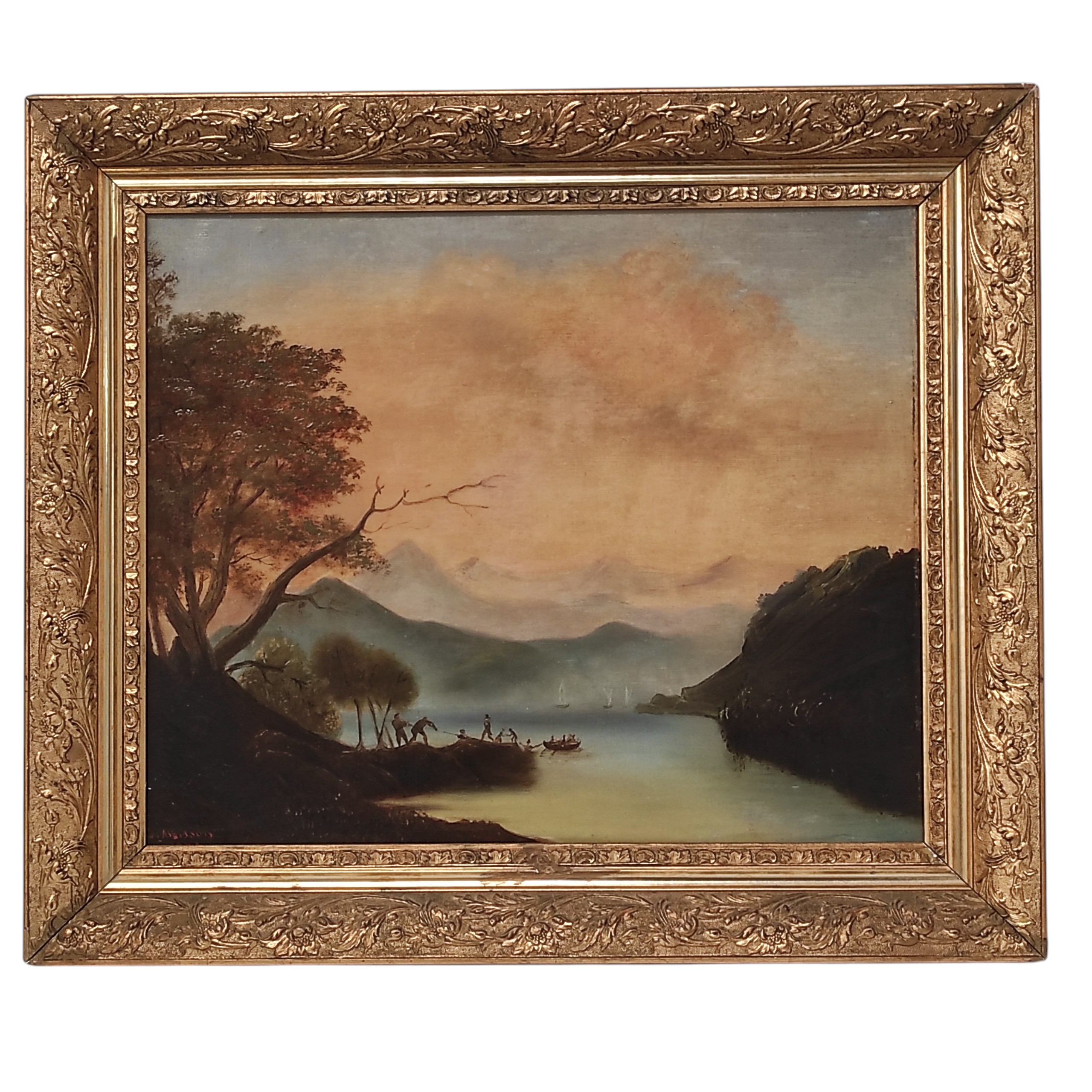 HST SCENE LACUSTRE PAR ALBISSON 54/45 CM 