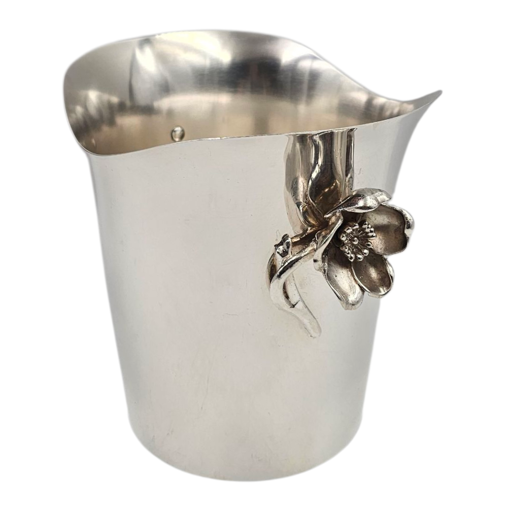 CHRISTOFLE SEAU A GLACONS ANEMONE METAL ARGENTE H 17CM DIAM 16.5CM + CERTIFICAT