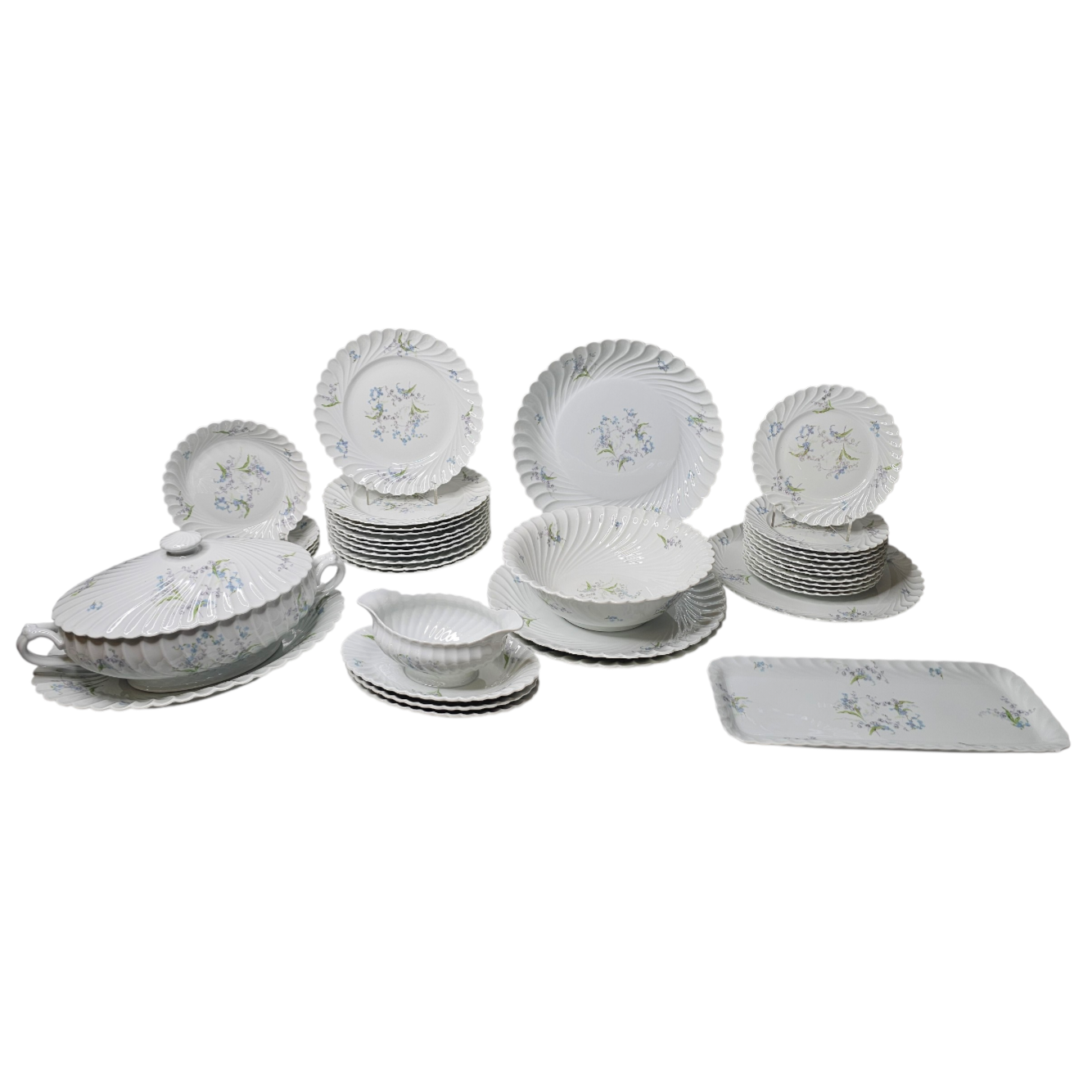 HAVILAND LIMOGES ONDULATIONS SERVICE DE TABLE EN PORCELAINE DECOR FLORAL