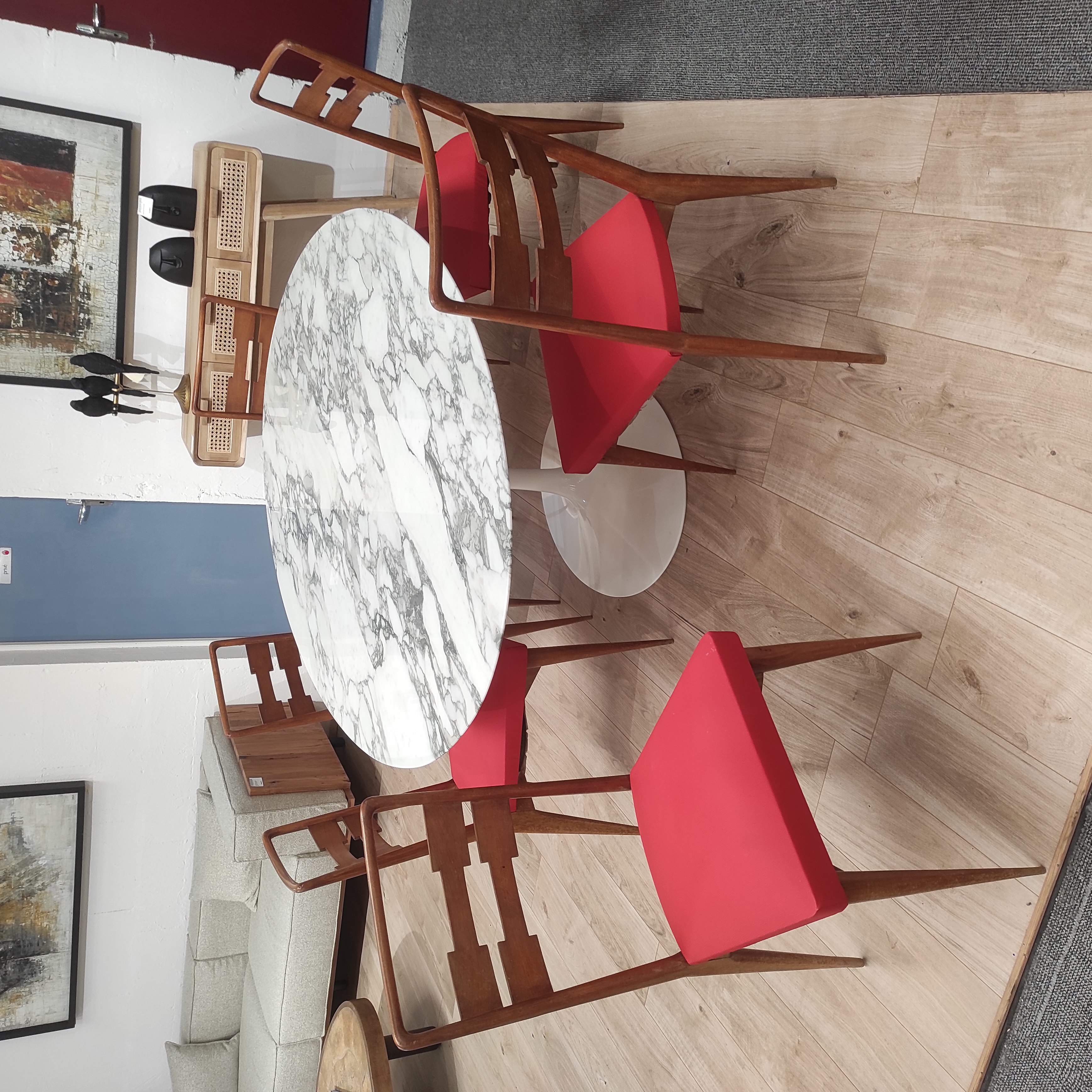 6 CHAISES DESIGN ASSISE ROUGE 47/90/50 CM