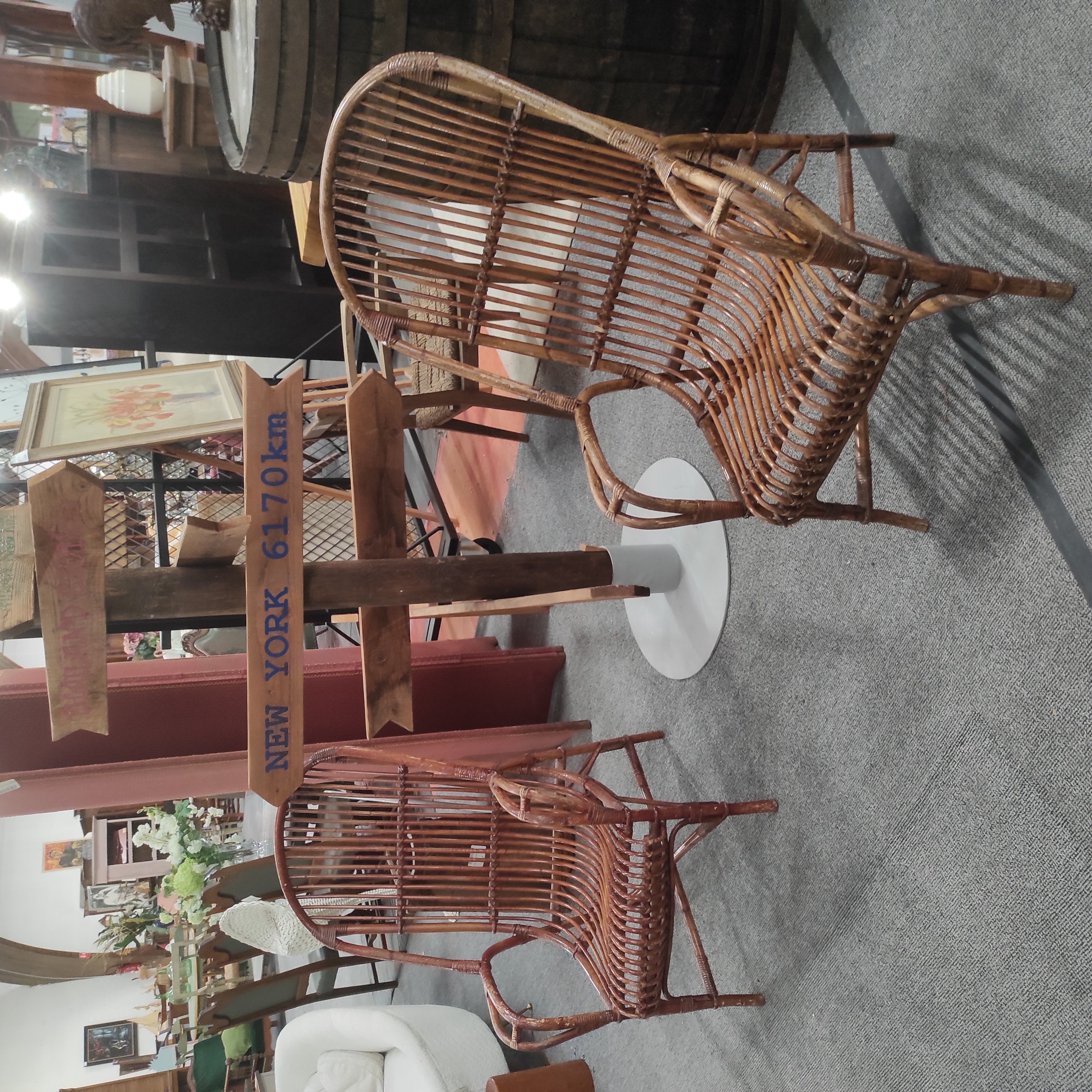 PAIRE DE FAUTEUILS EN ROTIN 60/95/60 CM ANNEES 60 