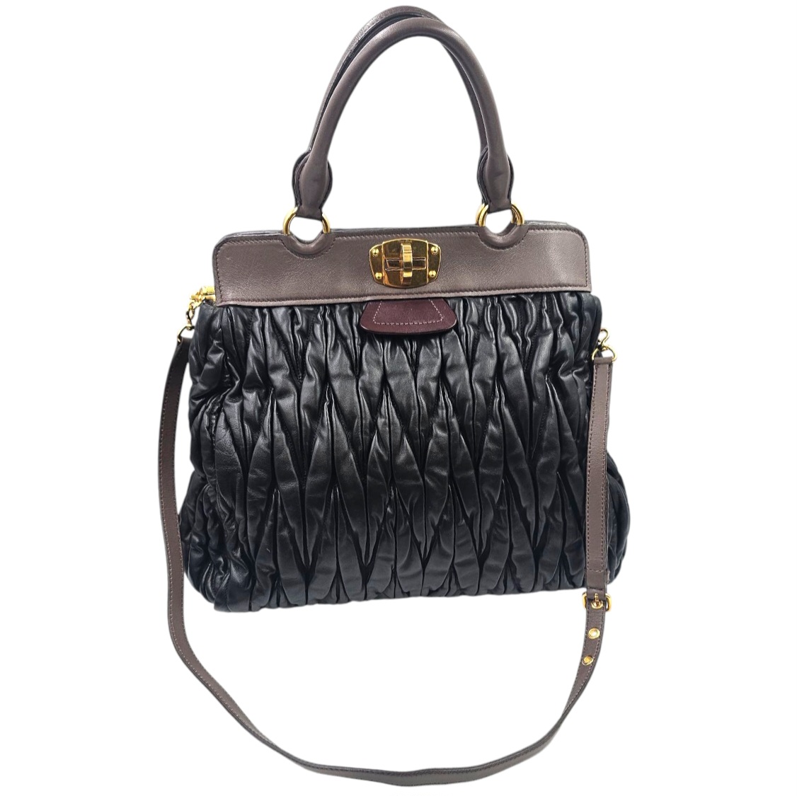 MIU MIU SAC TURN LOCK EN CUIR MATELASSE NAPPA BIJOUTERIE DOREE + DUST BAG
