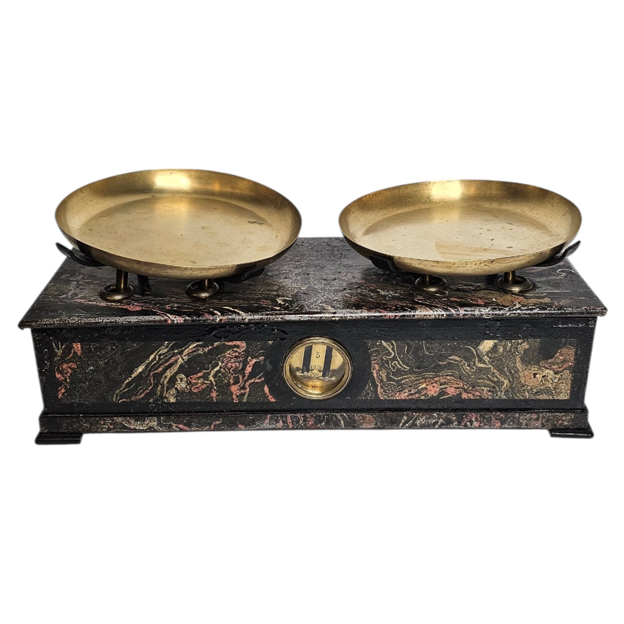 BALANCE NAPOLEON III RELOOKEE FACON MARBRE (PLATEAUX EN ACCESSOIRE)