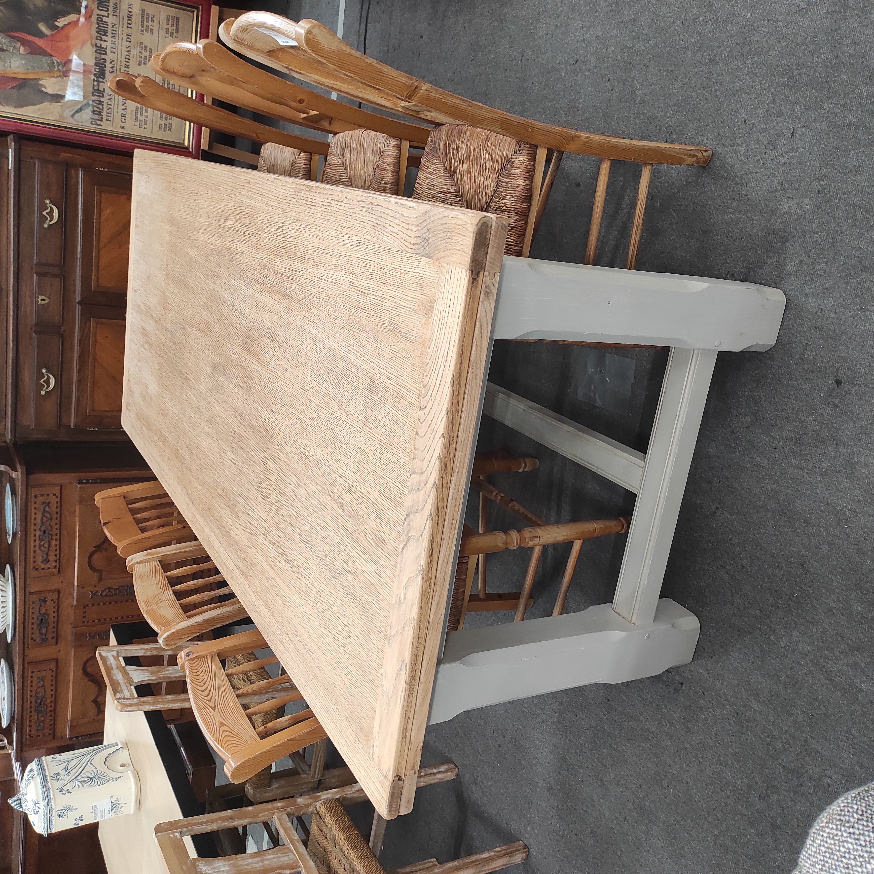 TABLE DE REPAS 2 ALLONGES 50 CM AVEC ENTRETOISE 200/75/90 CM EN CHENE