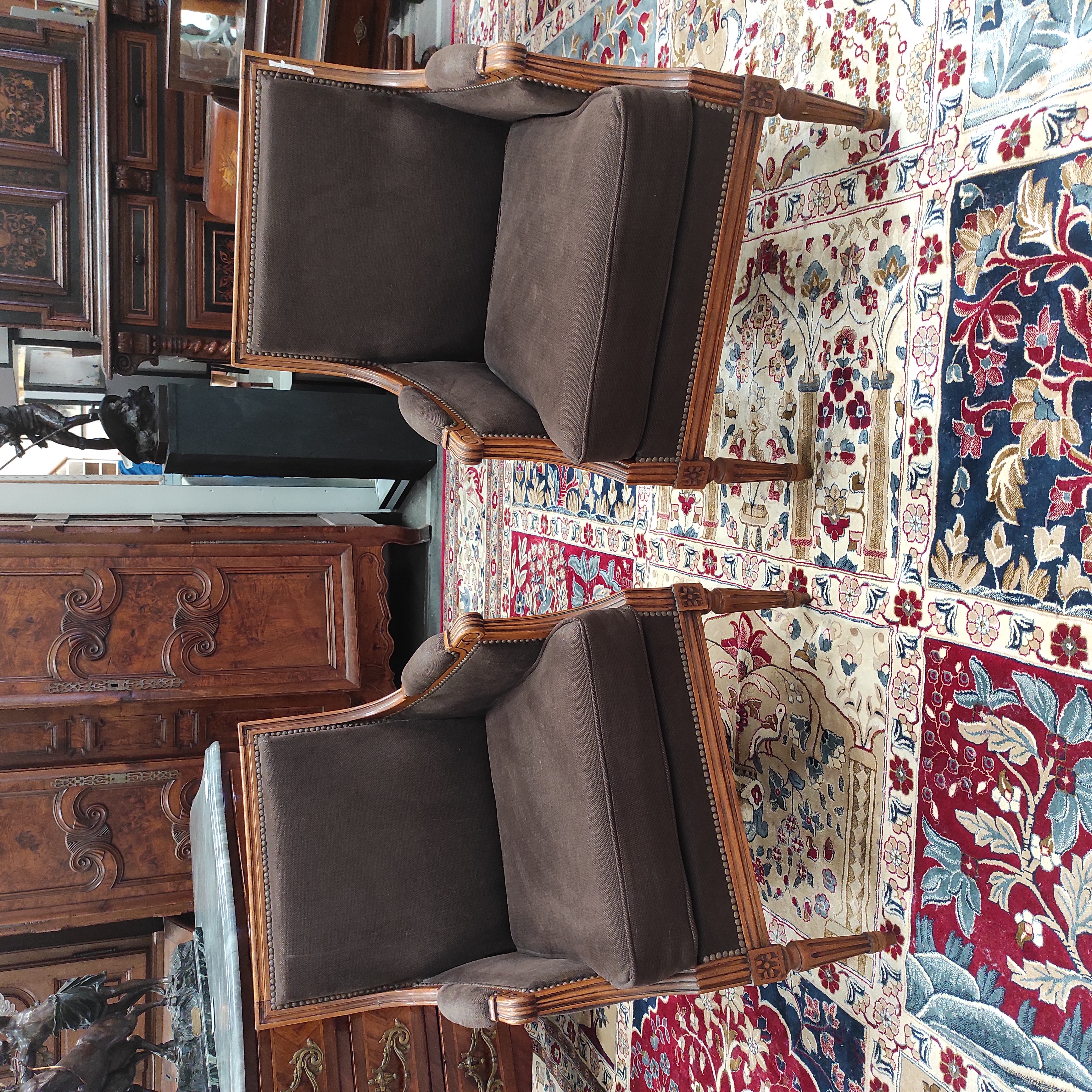 PAIRE DE BERGERES 60/90/56 CM DE STYLE LOUIS XVI