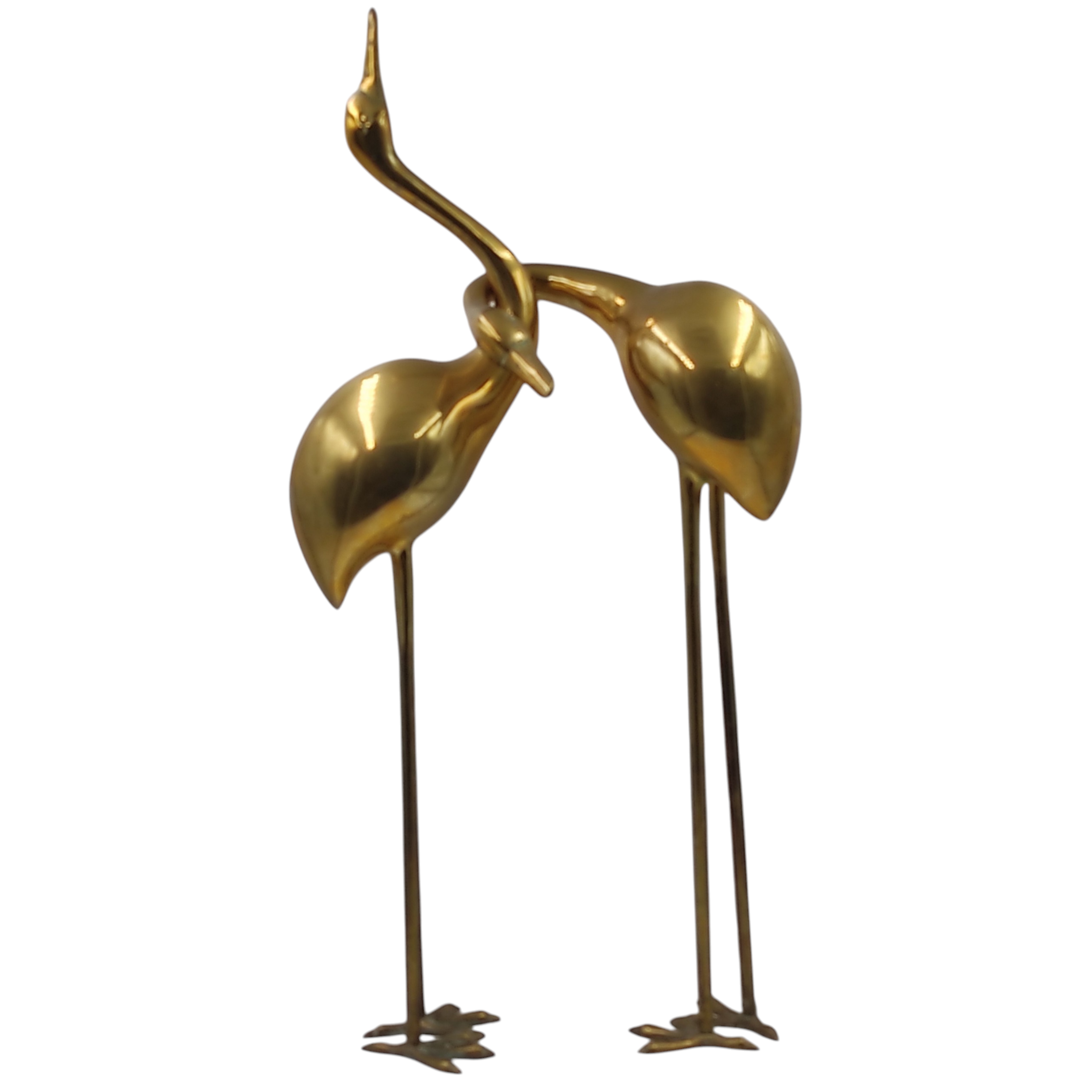 DUO GRUES ENTRELACES 55 CM EN LAITON DES ANNEES 70 