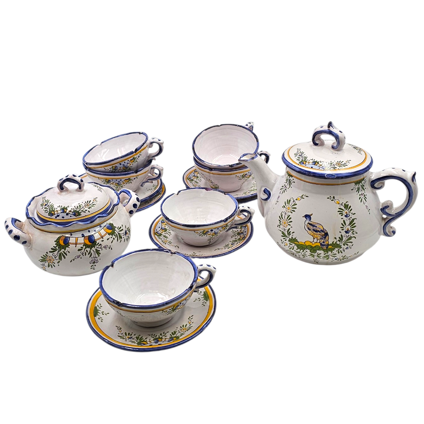 SERVICE A CAFE LE RENOLLEAU 14 PIECES EN FAIENCE 