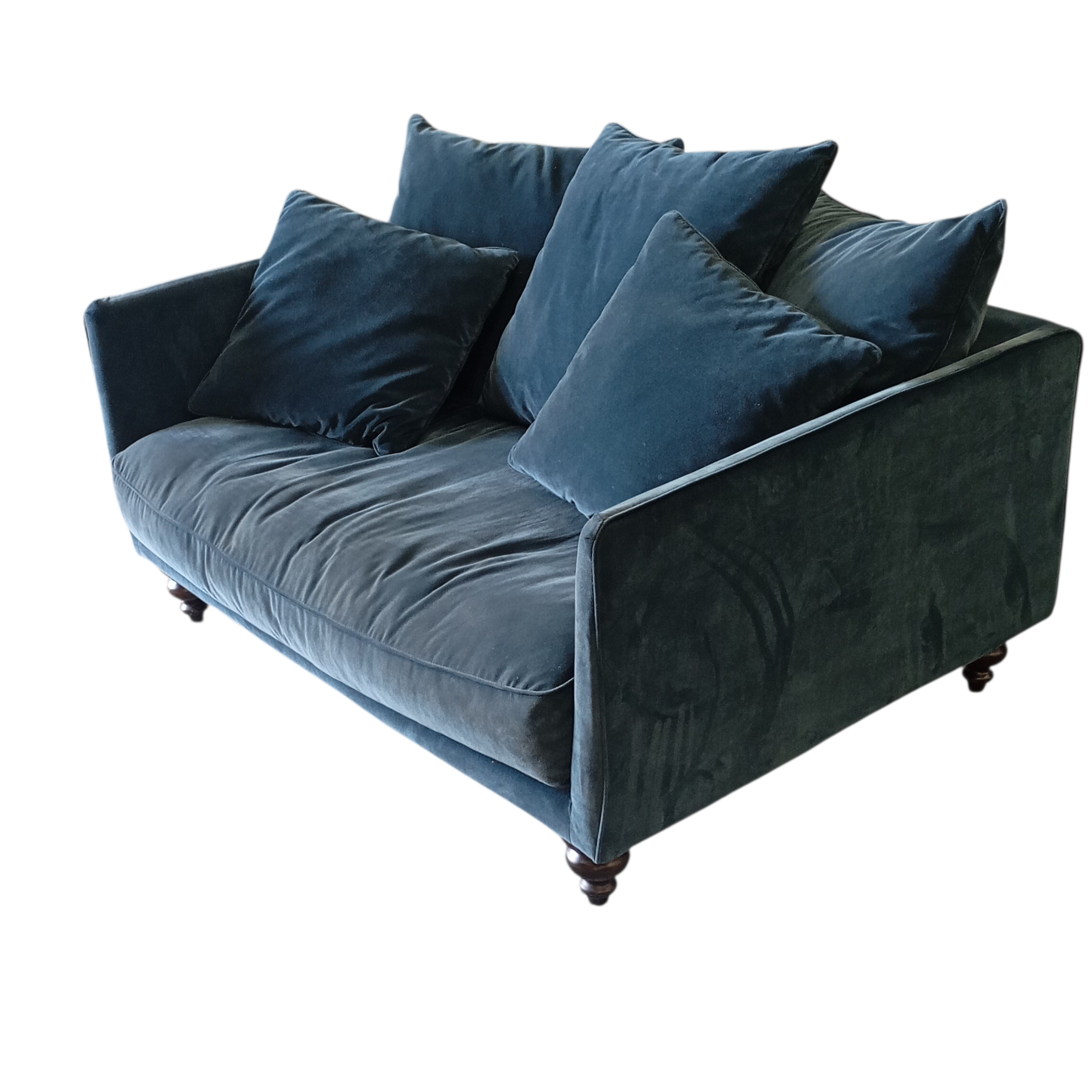 CANAPE DE STYLE VICTORIEN EN VELOURS BLEU 140 x 100 x 70