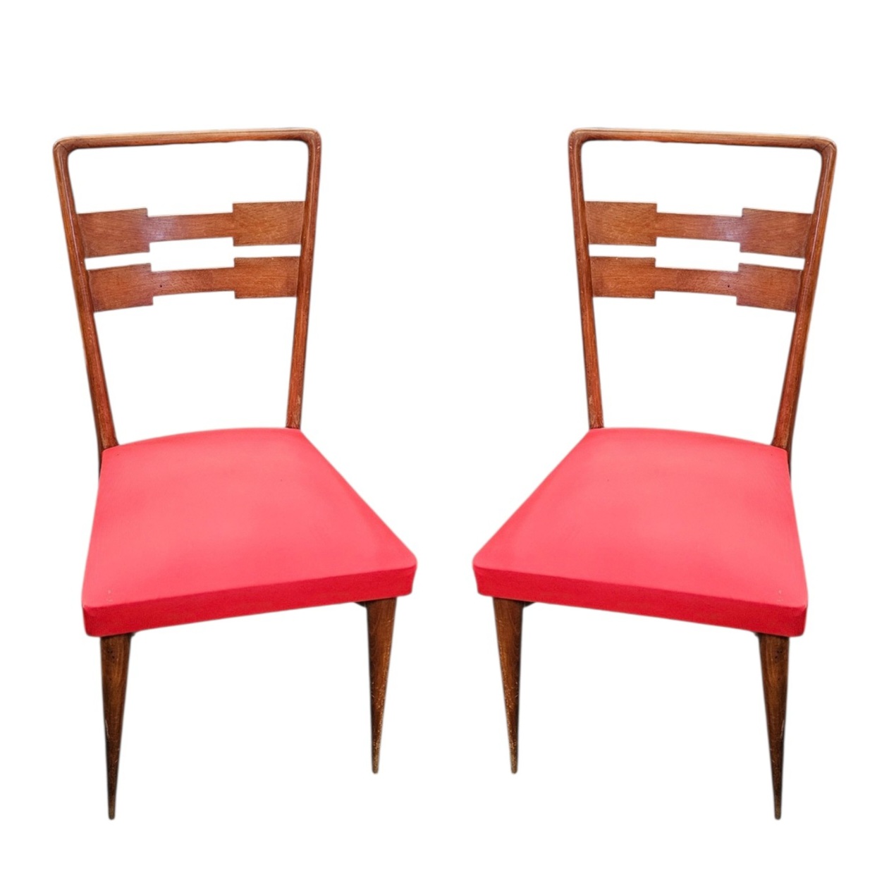 2 CHAISES DESIGN ASSISE ROUGE 47 x 90 x 50  CM