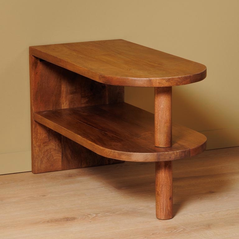 MEUBLE APPOINT 2 PLATEAUX EN MANGUIER 50/51/35 CM 