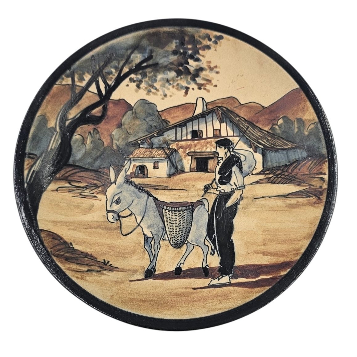 CIBOURE RF LE CORRONE ASSIETTE A DECOR DE PAYSAN DIAM 24 CM