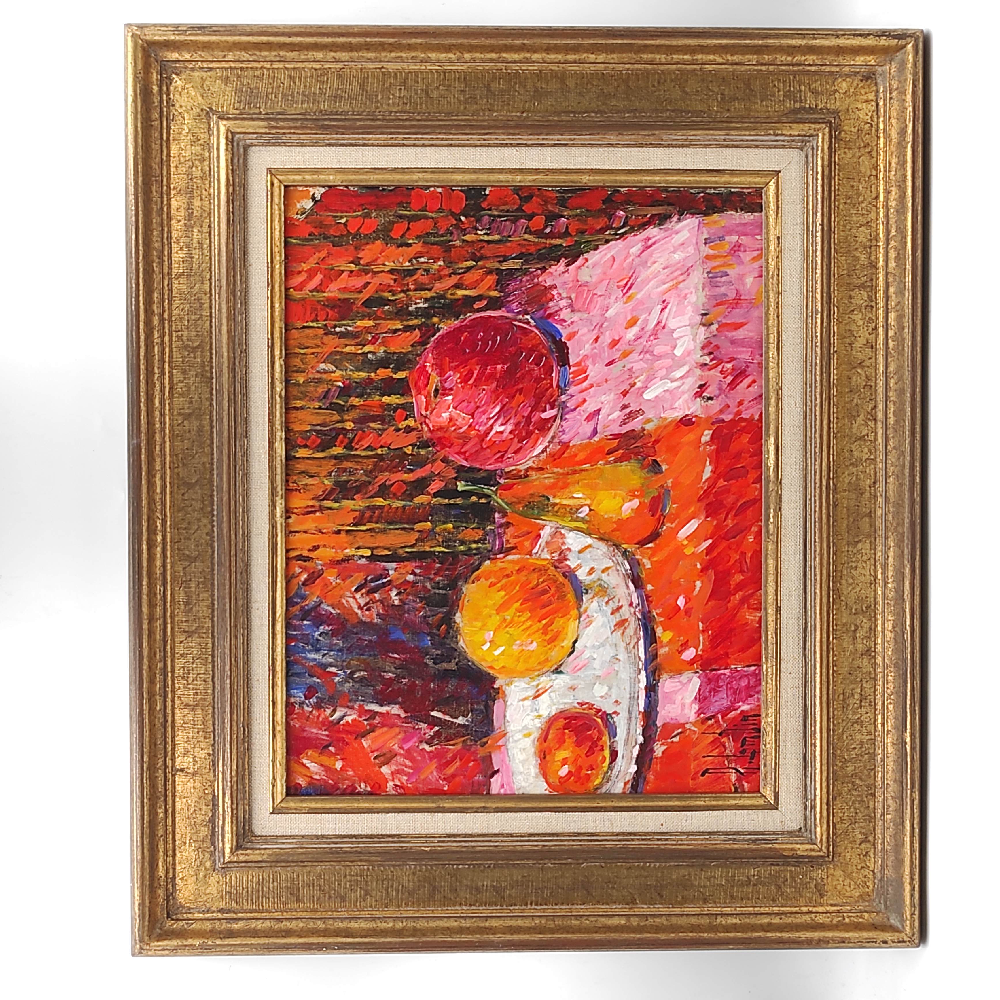 LAMBIN HSP NATURE MORTE AUX POMMES ET POIRES 34 X 27 CM