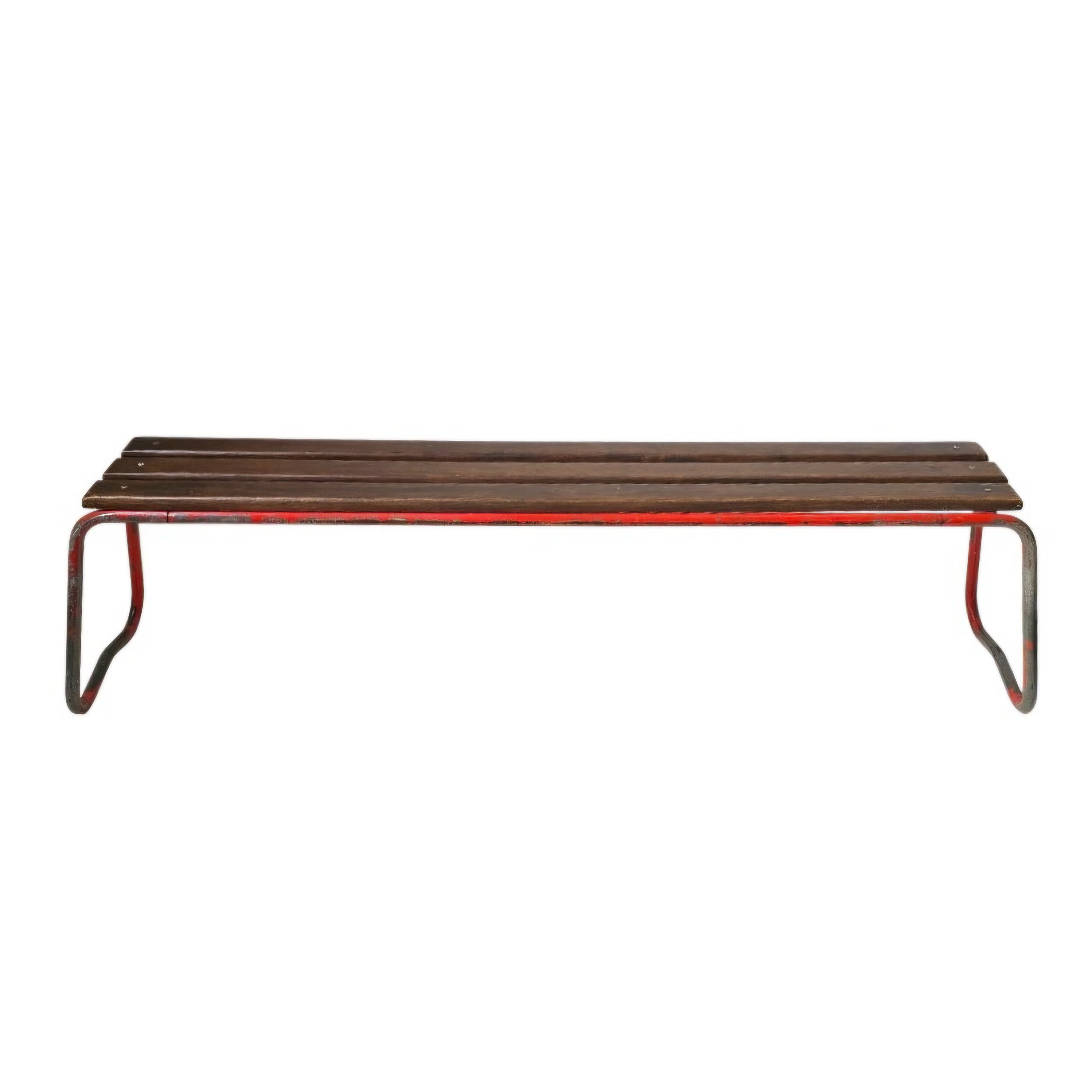 BANC D ECOLE A 3 LAMES PATINE ROUGE 165 X 30 X 45 CM