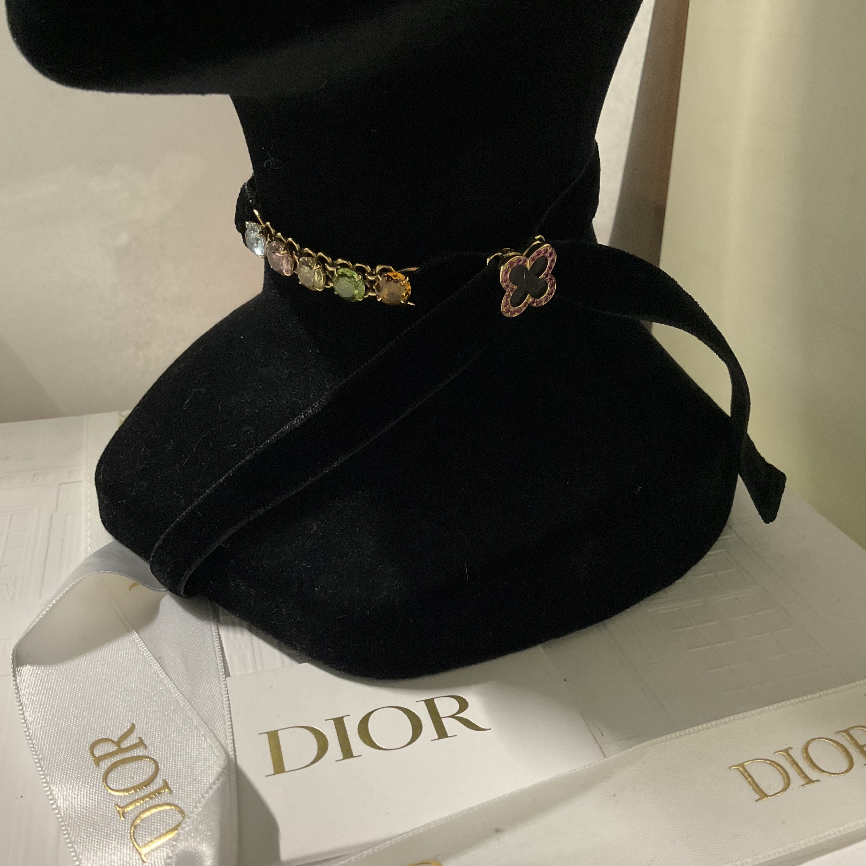 DIOR SUIVEZ-MOI CHOKER / BRACELET (C8084) OR (750) PIERRE PRECIEUSES PB 16.25 GR