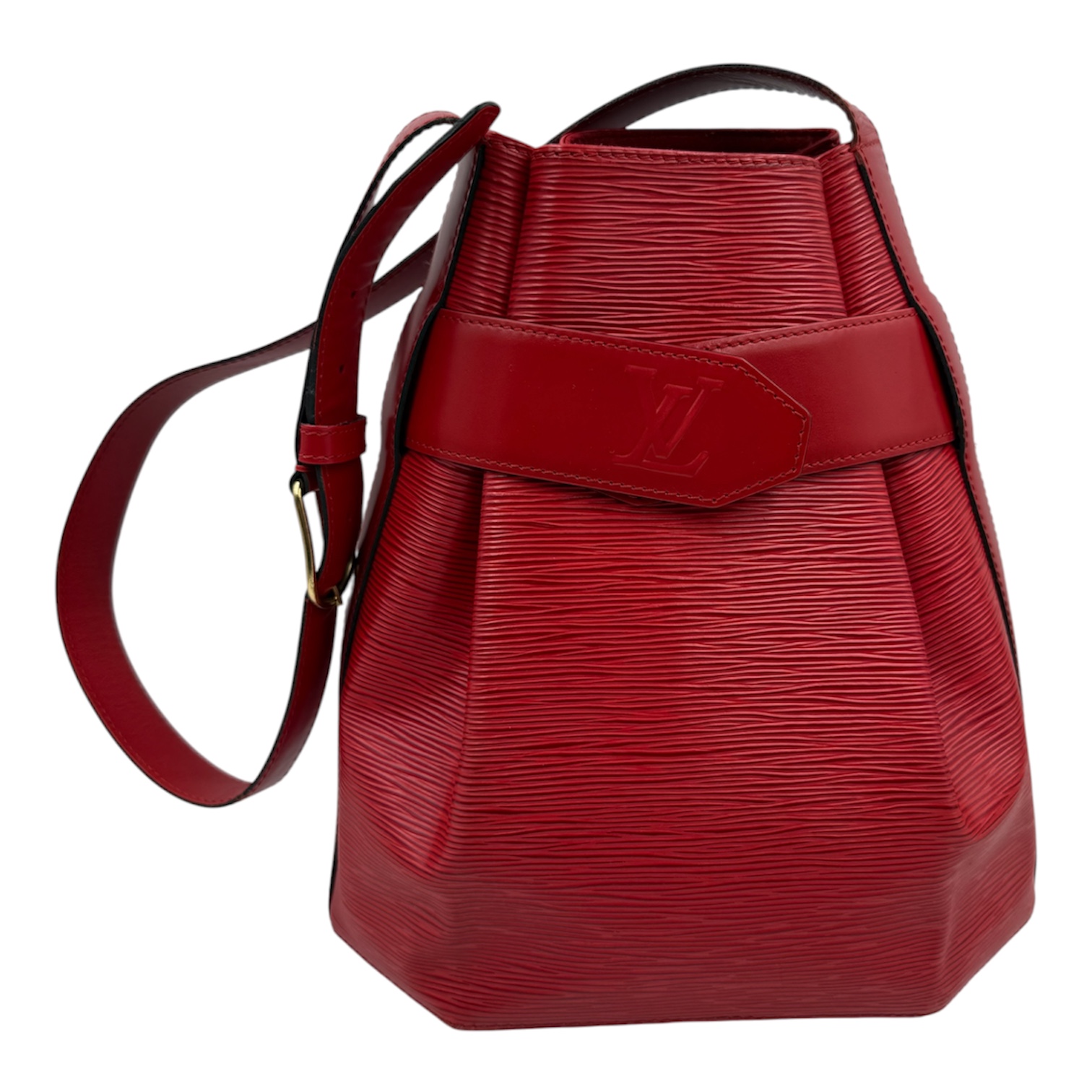 LOUIS VUITTON SAC D EPAULE EN CUIR EPI ROUGE (VI0974) + DUST BAG + FACTURE