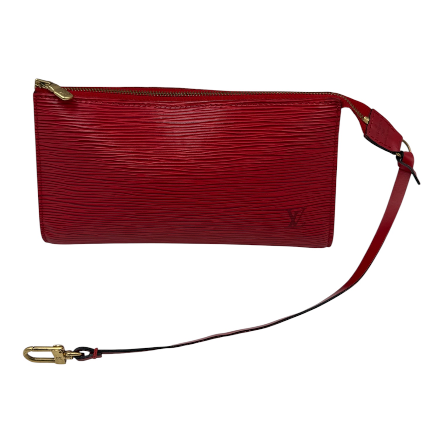 LOUIS VUITTON POCHETTE ACCESSOIRES CUIR EPI ROUGE (AR0964) EN L ETAT + FACTURE