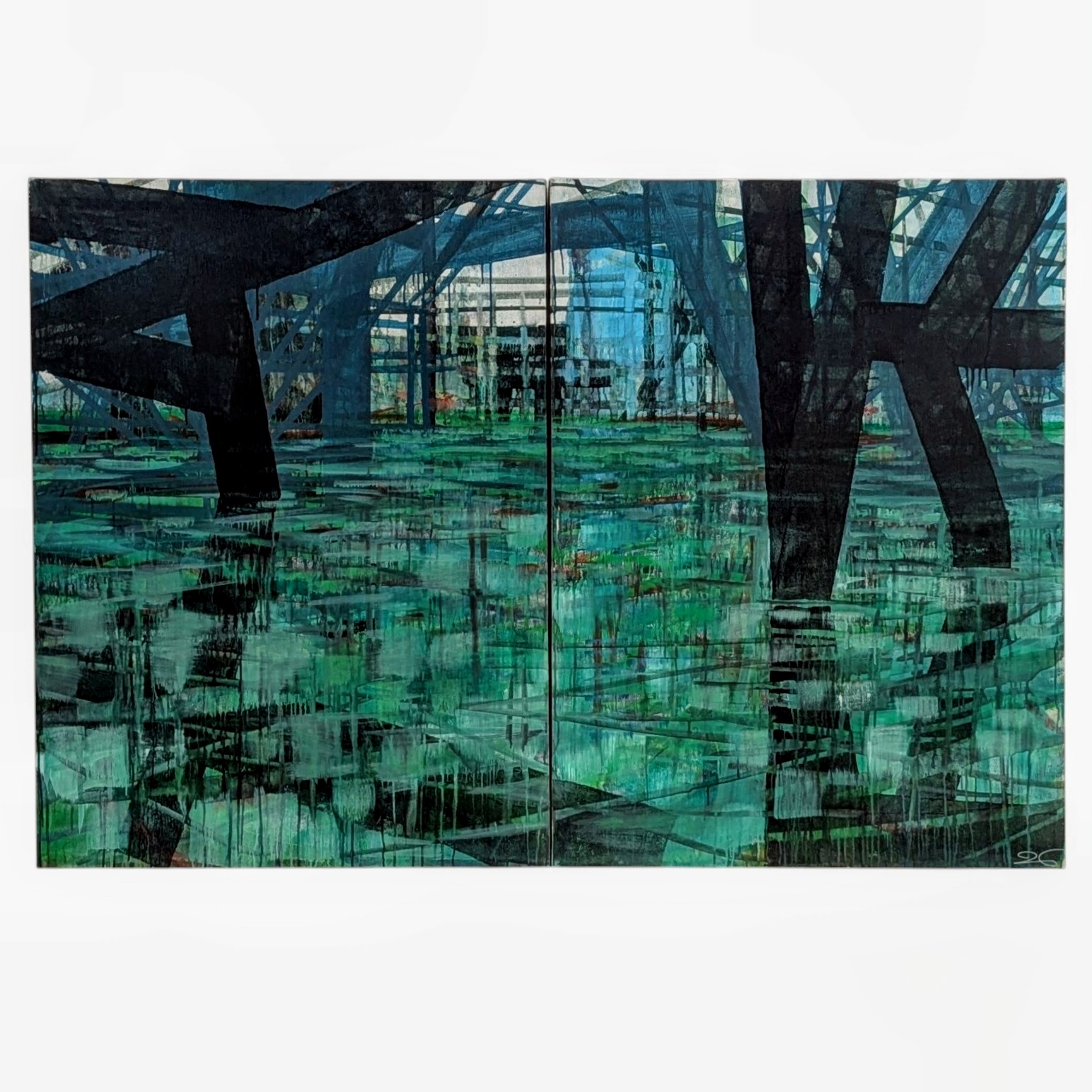 ERIC DE GESINCOURT HST BIPTYQUE AU DELA 3 130 x 190 CM + CERTIFICAT