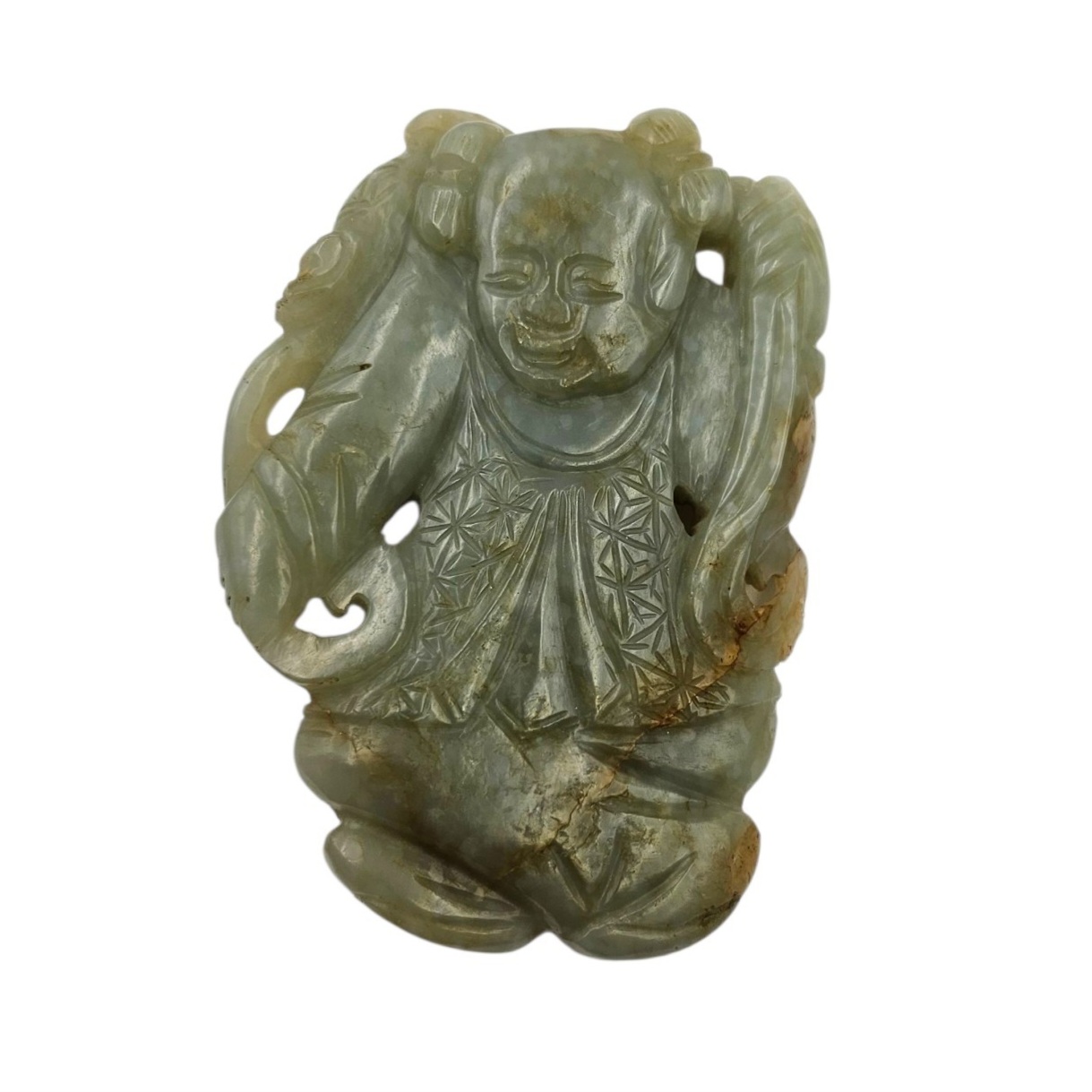 PENDENTIF PETITE SCULPTURE CHINOISE PIERRE DURE PERSONNAGE PORTE-BONHEUR