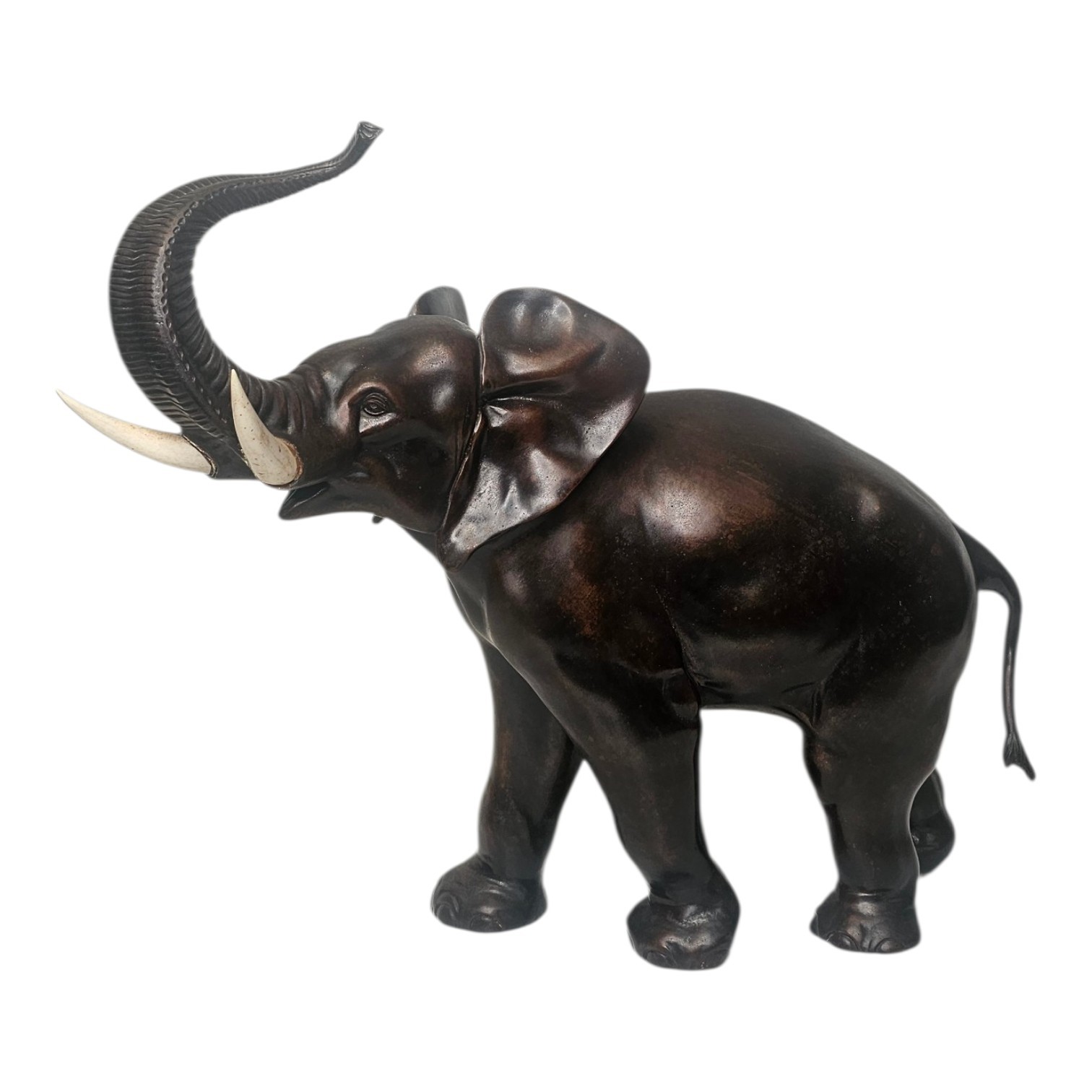 ELEPHANT EN BRONZE PATINE 50 x 45 CM