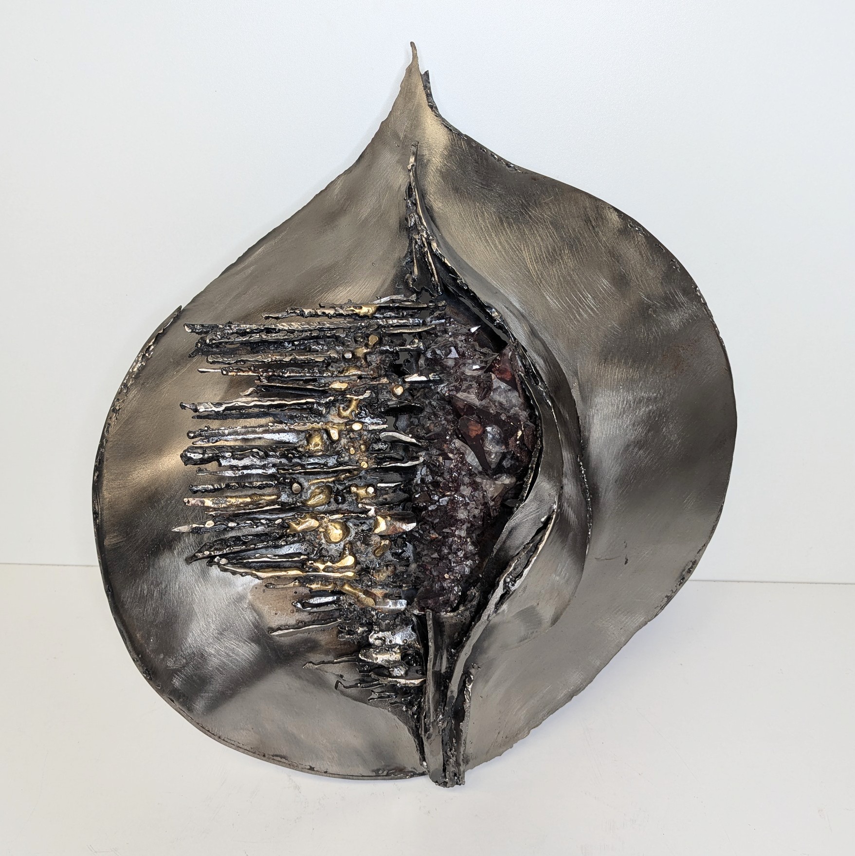 JACQUES LEREBOURG SCULPTURE RYTHME TECHNIQUE MIXTE EN ACIER (1982) + CERT.50/42 