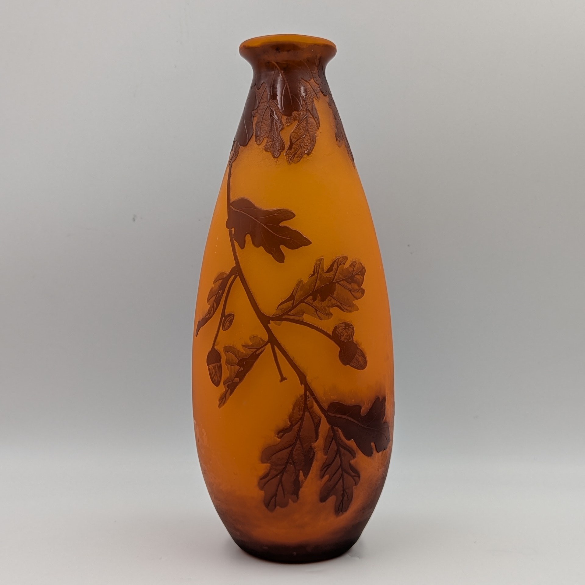 ANDRE DELATTE NANCY VASE DECOR FEUILLES DE CHENE 24CM