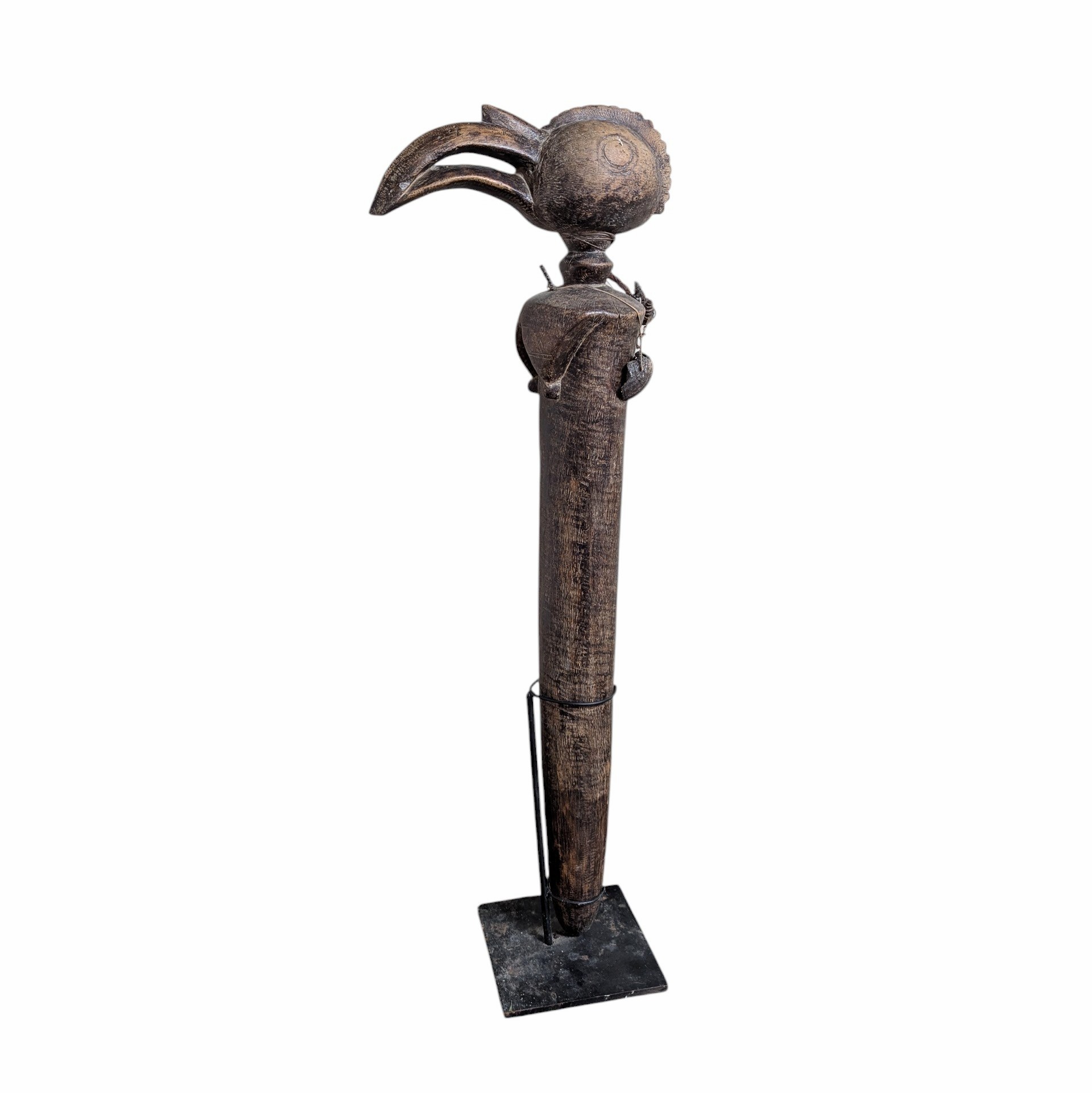 BATON RITUEL D ART AFRICAIN (OISEAU CALAO ??) 100CM