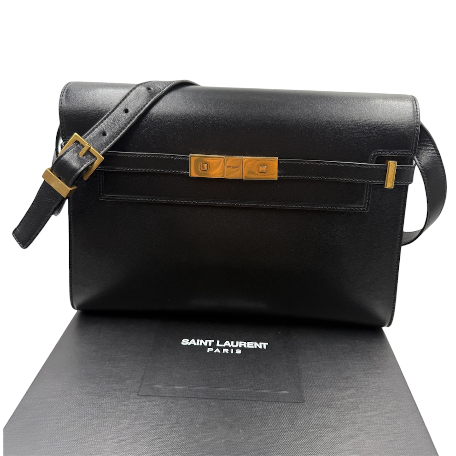 SAINT LAURENT SAC MANHATTAN MM CUIR BOX NOIR (GAB.579271.0619) + DB + BOITE