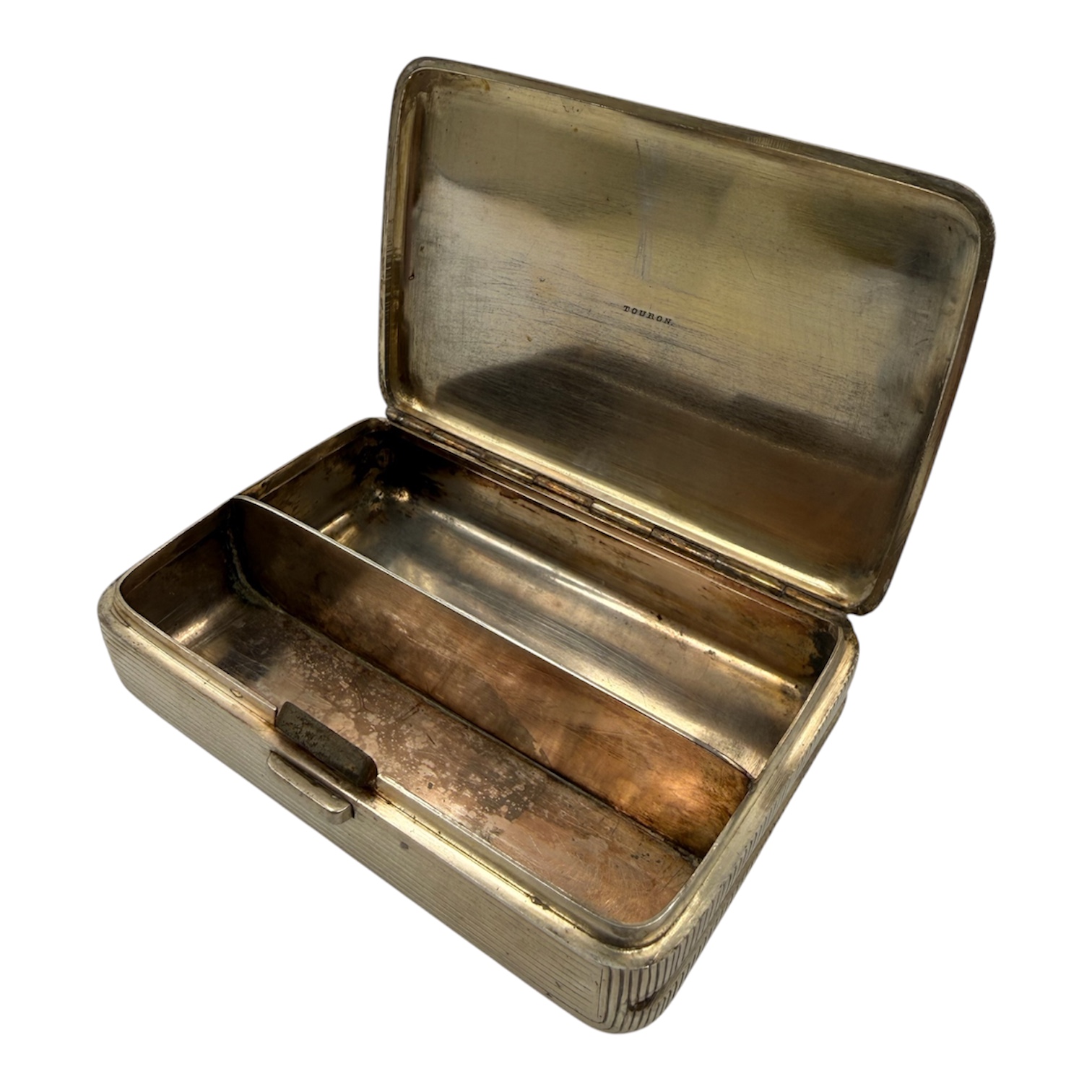 TOURON PETITE BOITE A COMPARTIMENTS EN ARGENT (BELIER) 126 GR