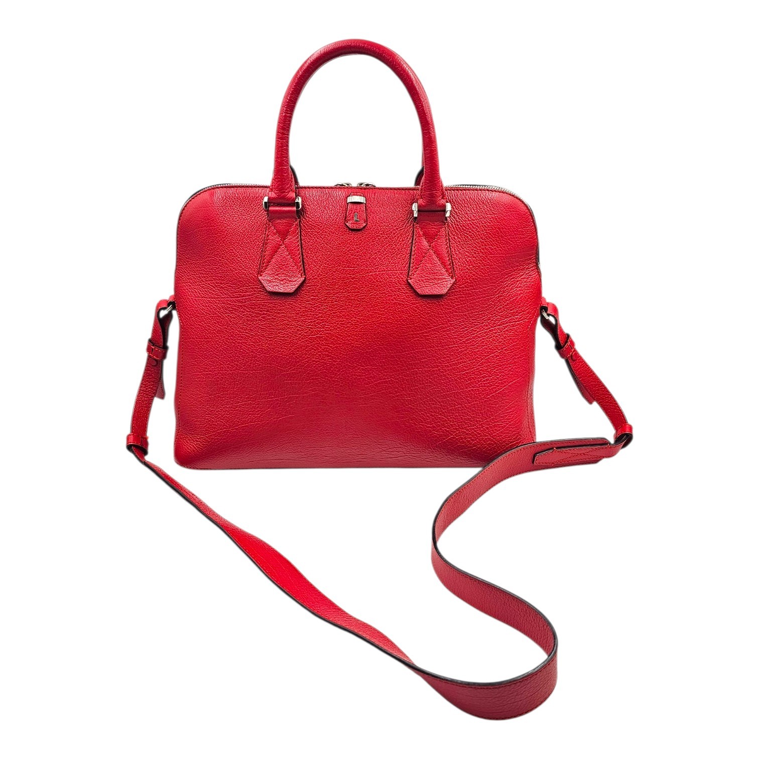 LANCEL SAC BELLEVILLE TAILLE M EN CUIR ROUGE ET SON DUST BAG