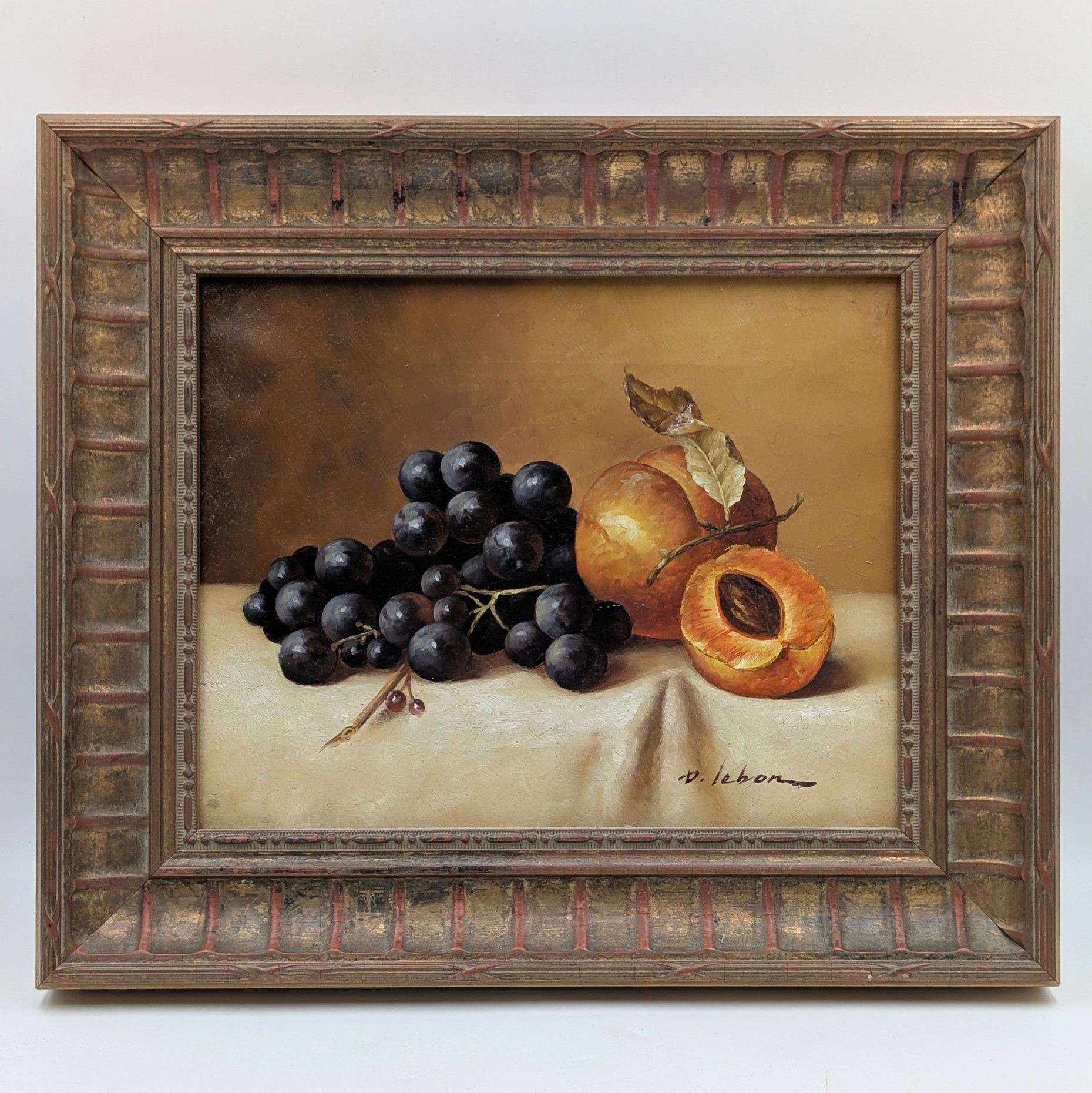 HST NATURE MORTE AUX RAISINS 34 X 29 CM AVEC CADRE